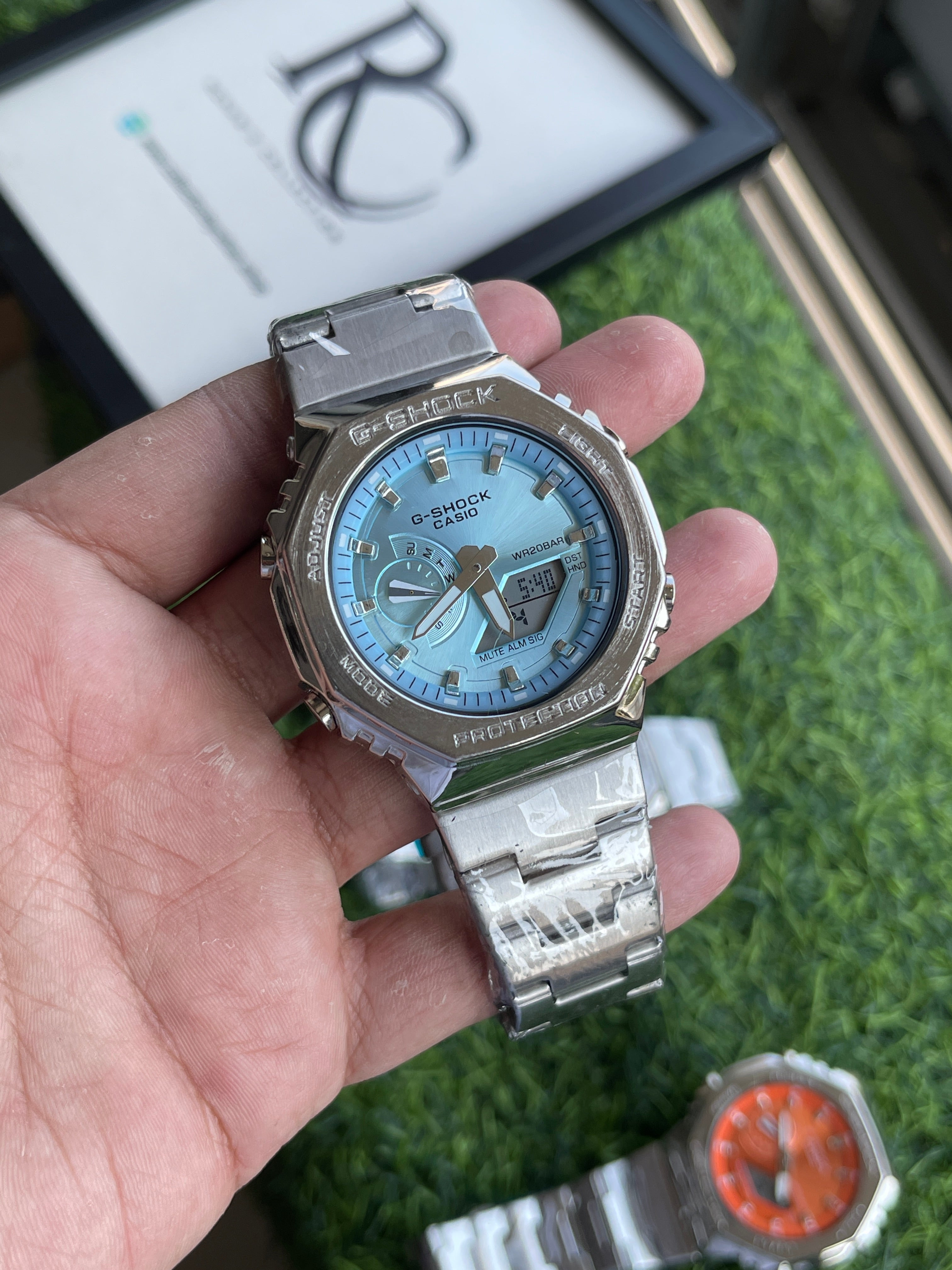 RC Casiio G-Shok Metal Series – Ice Blue Dial | Stainless Steel Strap
