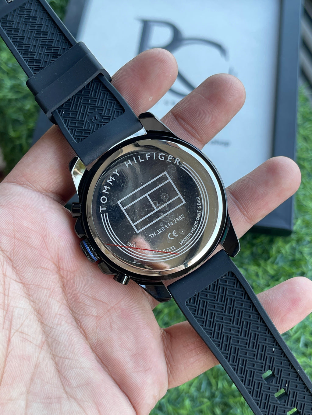 RC Tommy Black Chronograph Watch with Black Silicone Strap