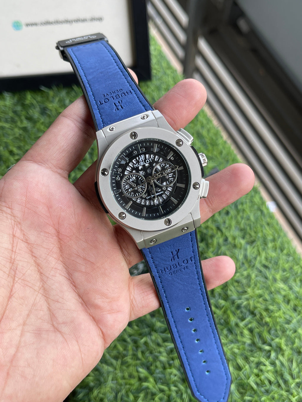 RC Hublt Classic Fusion Chronograph – Silver Case Blue Strap Edition