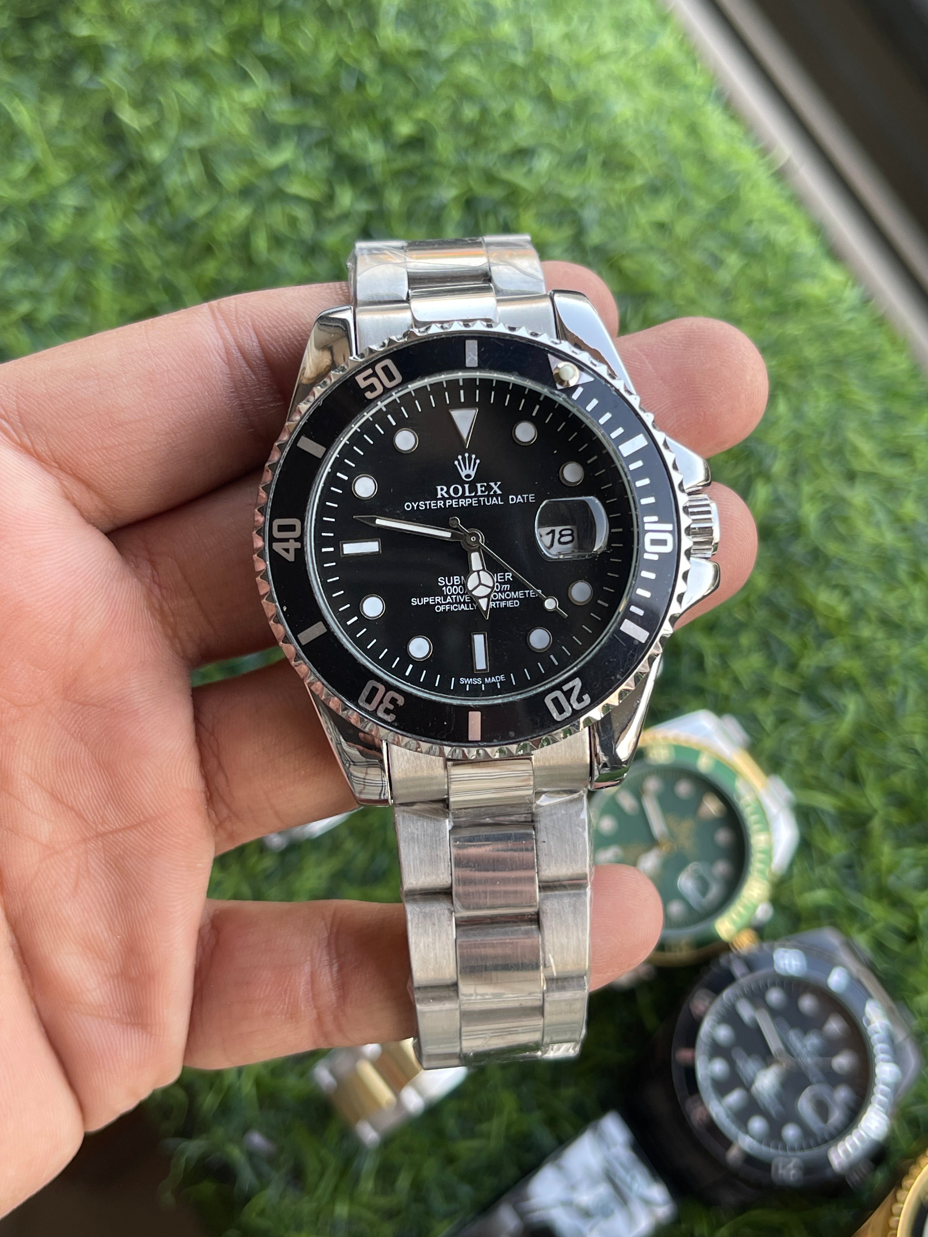 RC RLX Submariner Black Dial – Silver Stainless Steel Strap