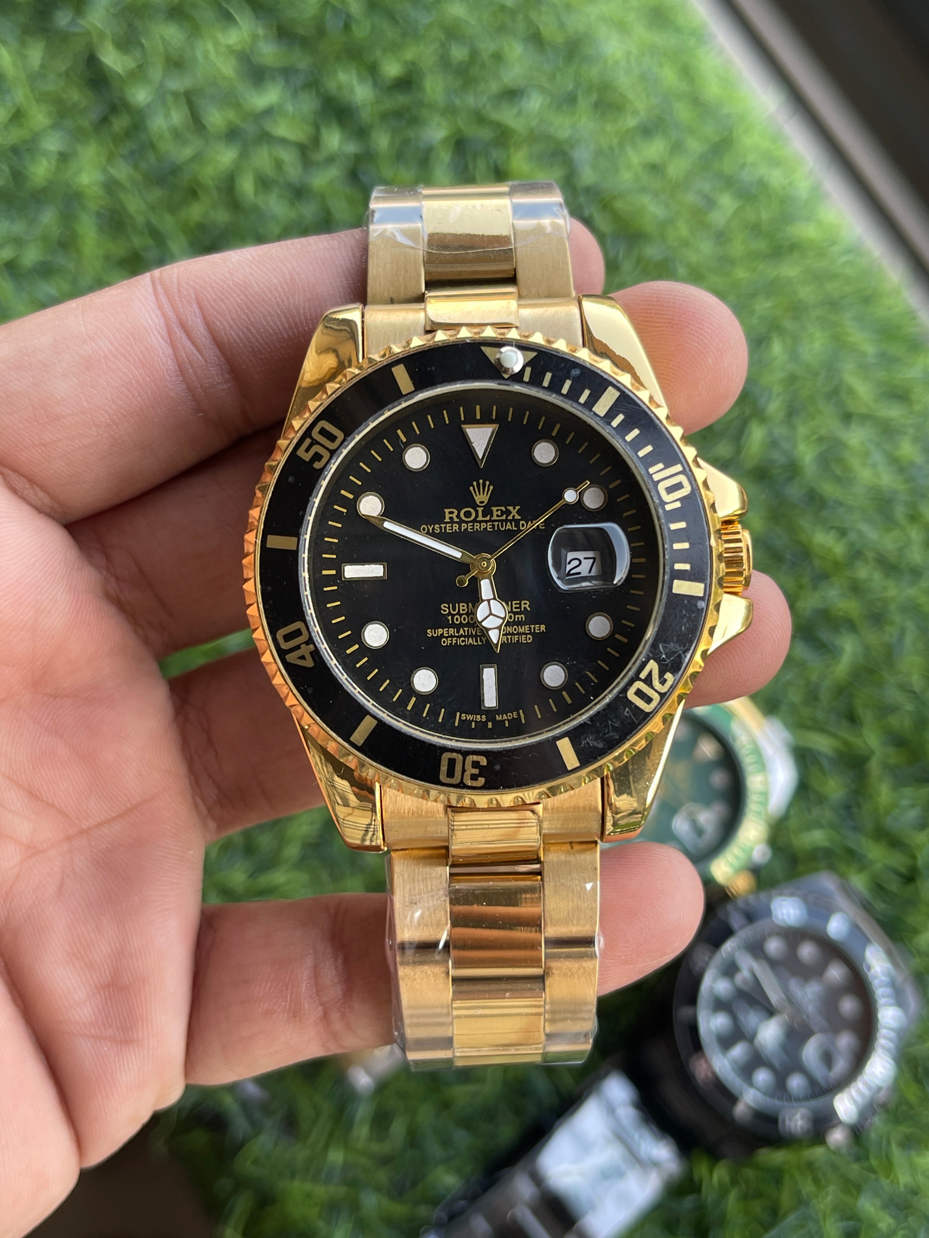 RC RLX Submariner Black Dial – Gold Stainless Steel Strap