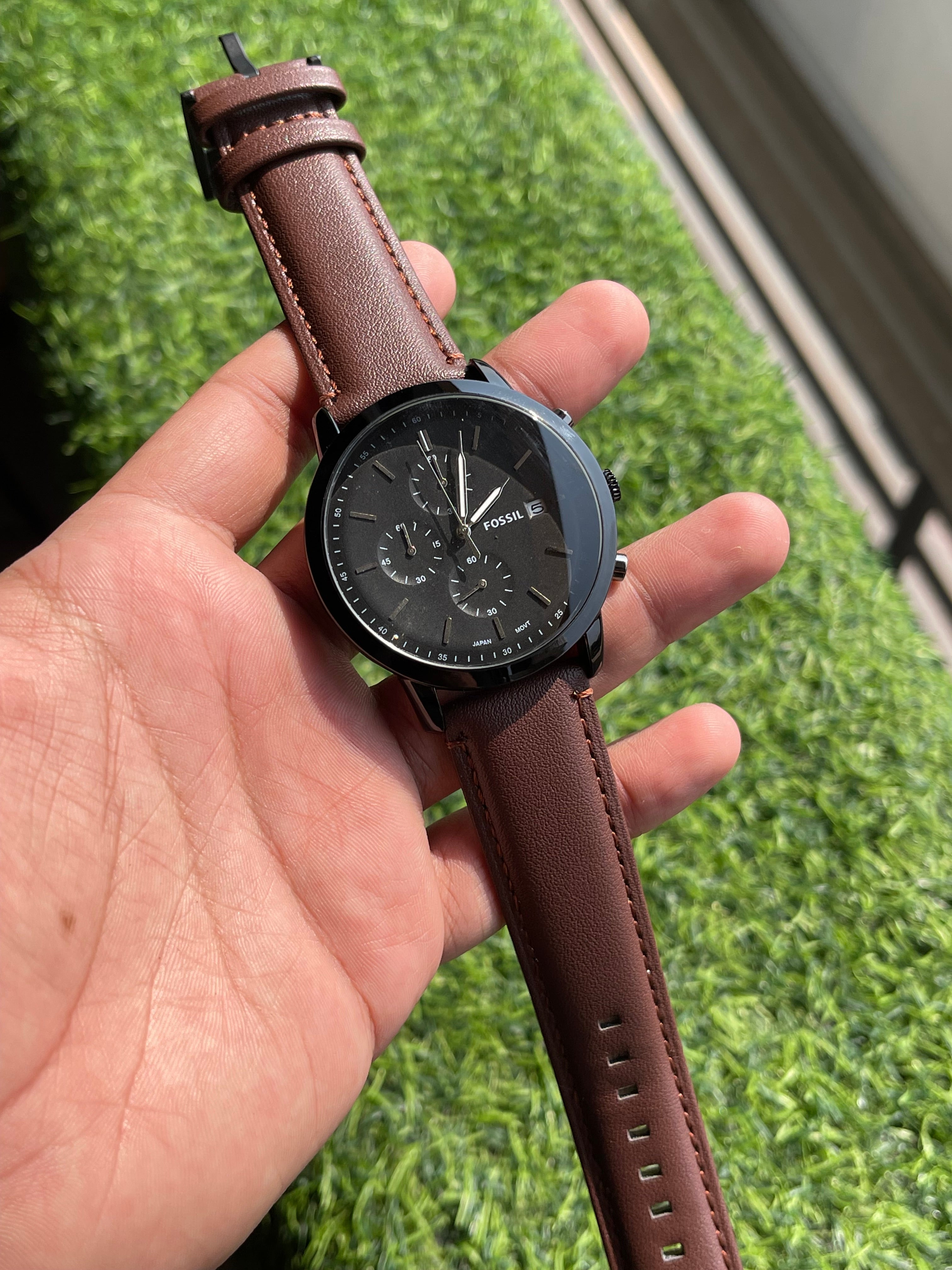 RC Fossiil Chronograph Brown Leather Men's Watch – Premium Edition