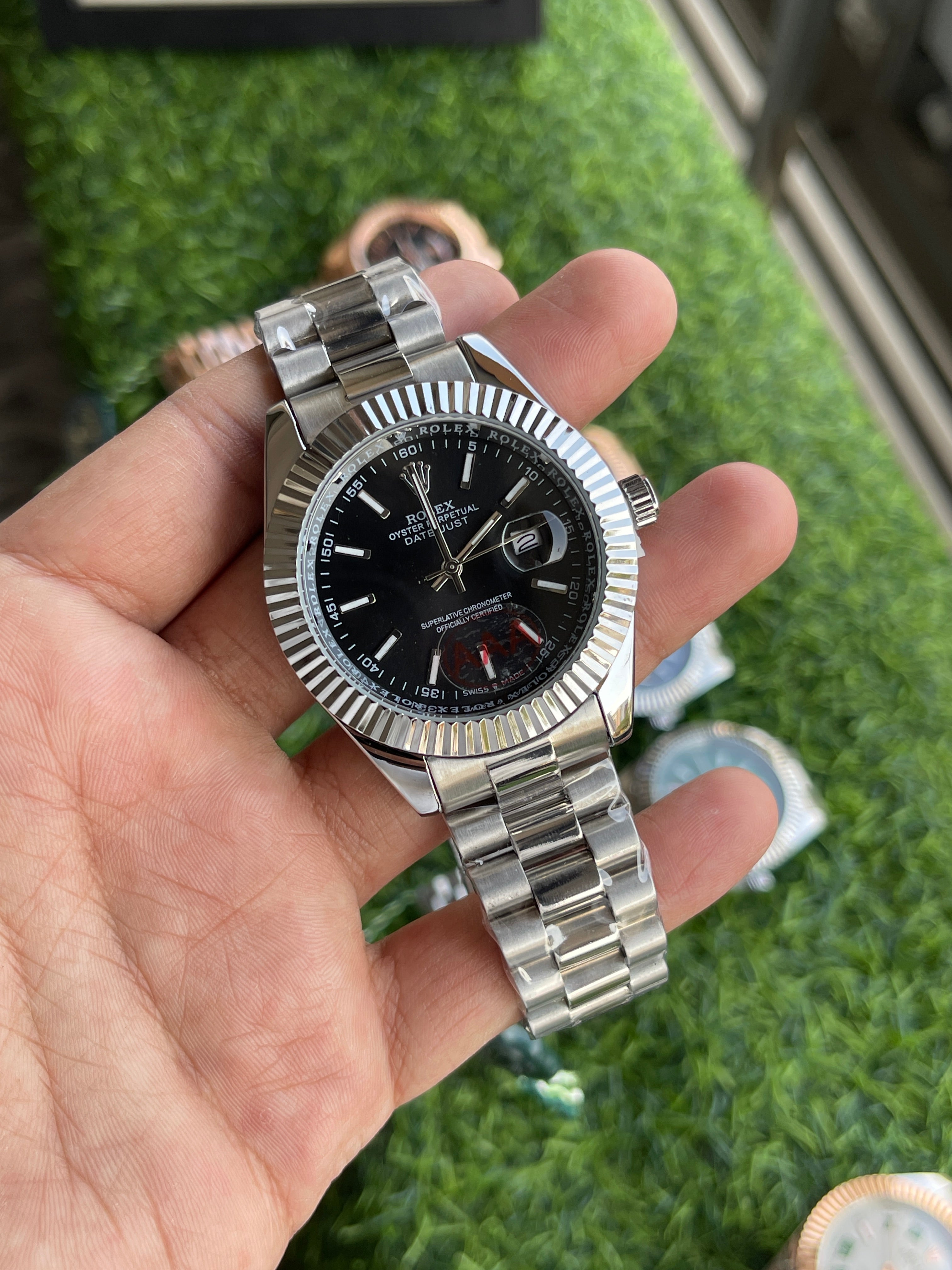 RC RLX Datejust – Black Dial (Stainless Steel)