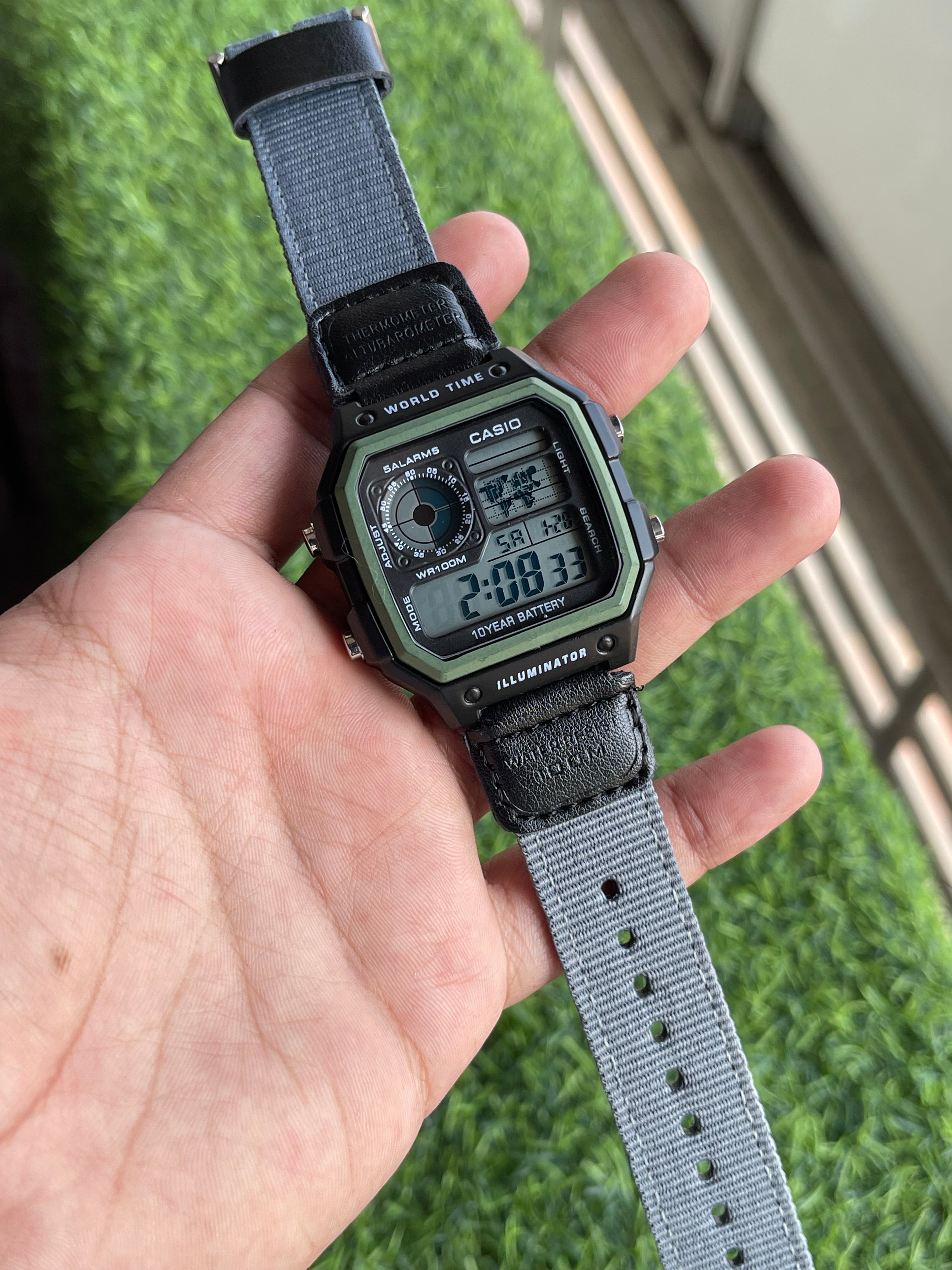 RC Casiio World Time Illuminator Digital Watch (black-grey)