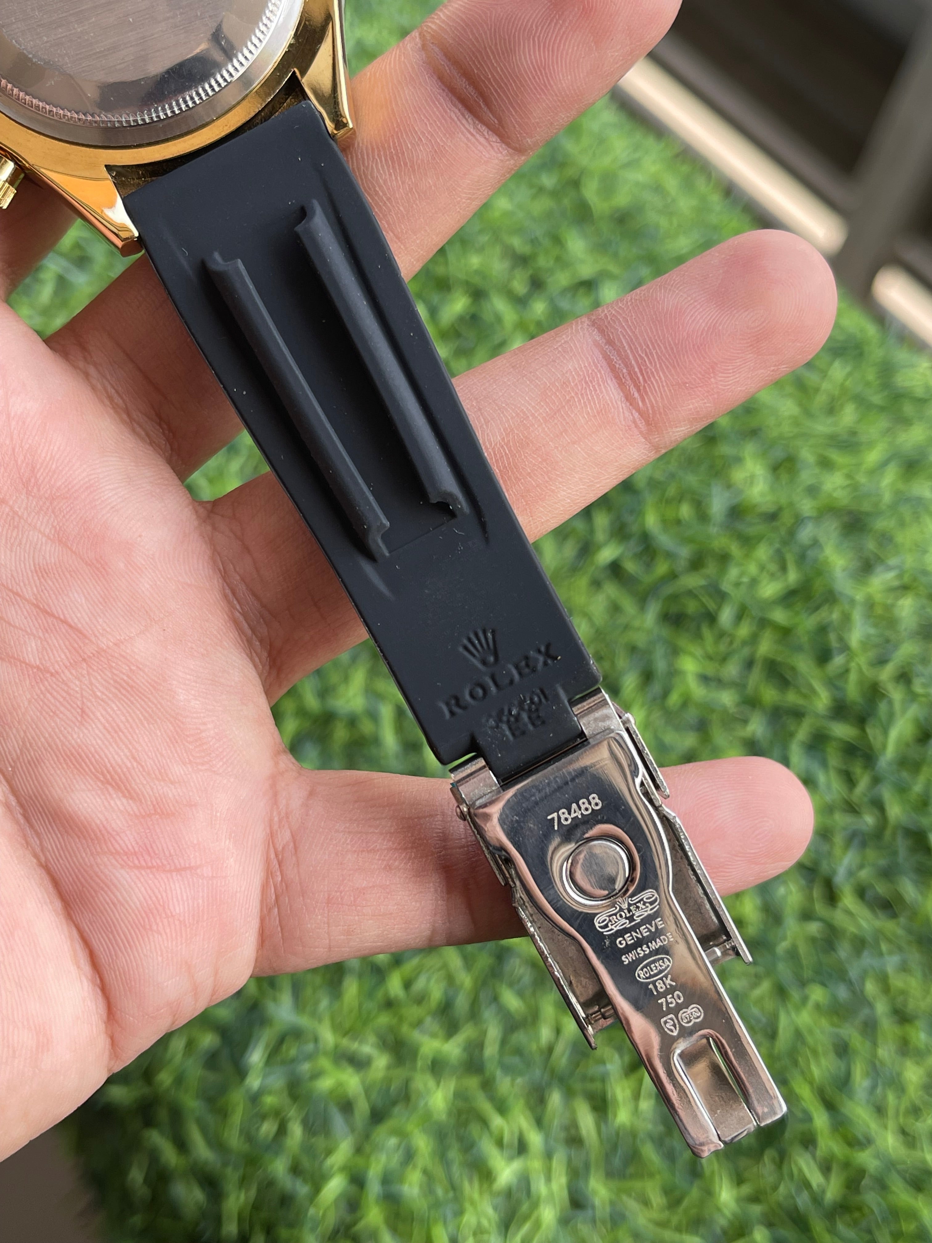 RC RLX Oyster Perpetual Daytona – Green Dial | Gold Case | Rubber Strap Edition
