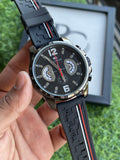 RC Tommy Black Chronograph Watch with Black Silicone Strap