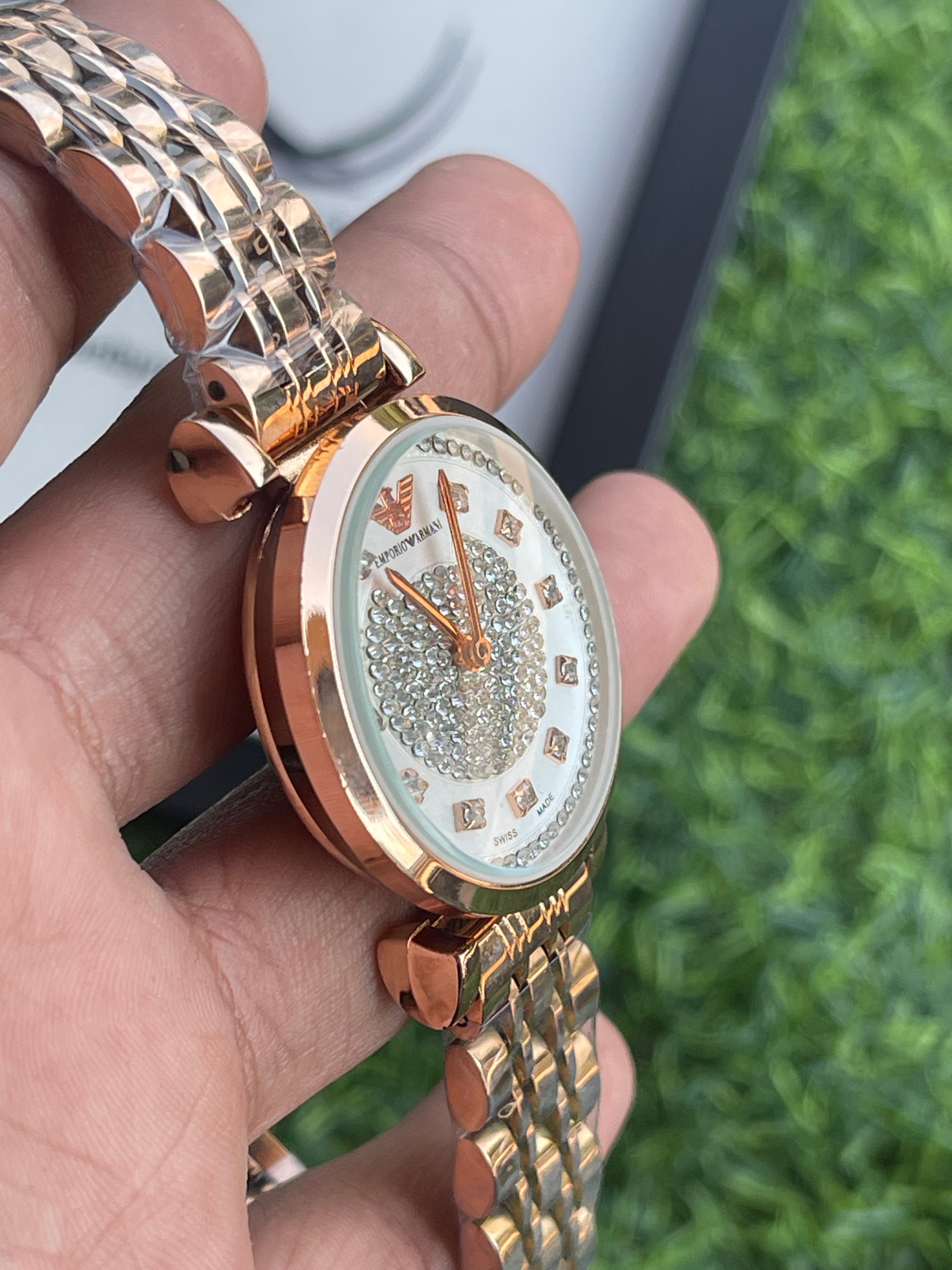 RC Emporiio Armanii–Style Rose Gold Crystal Dial Watch