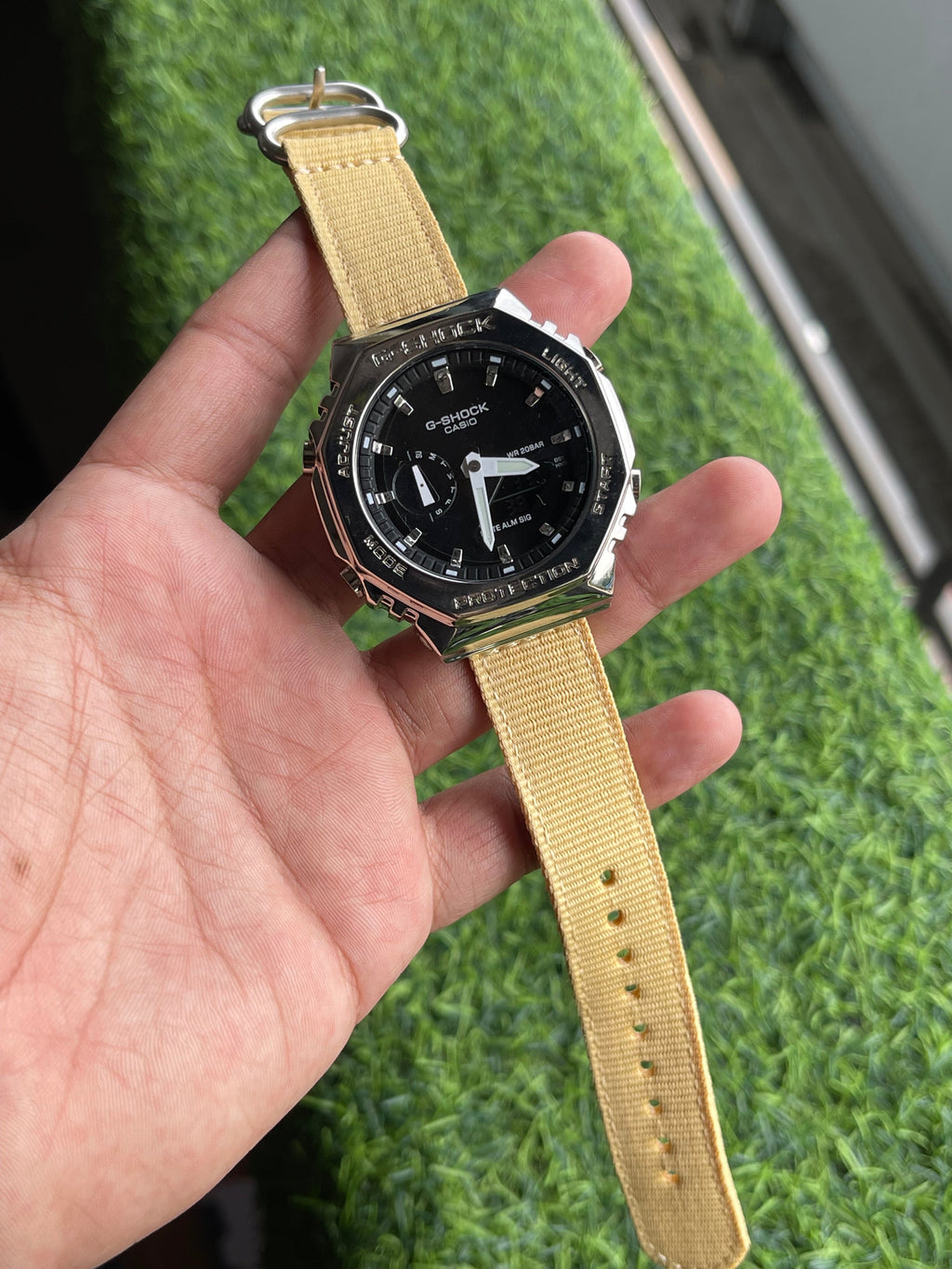 Casiio G-Shok GA-2100 Mod – Beige NATO Strap