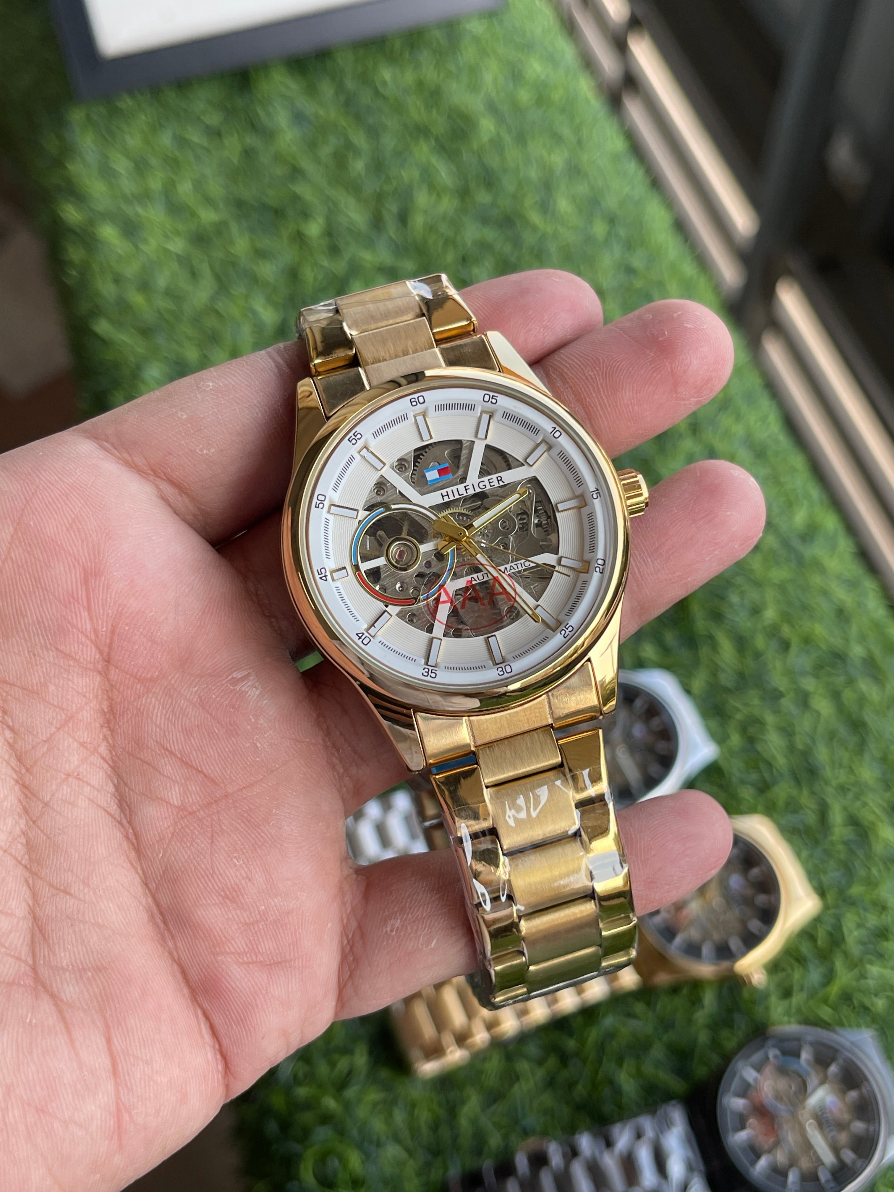 RC Tommy Automatic Skeleton Watch – Gold & White Dial