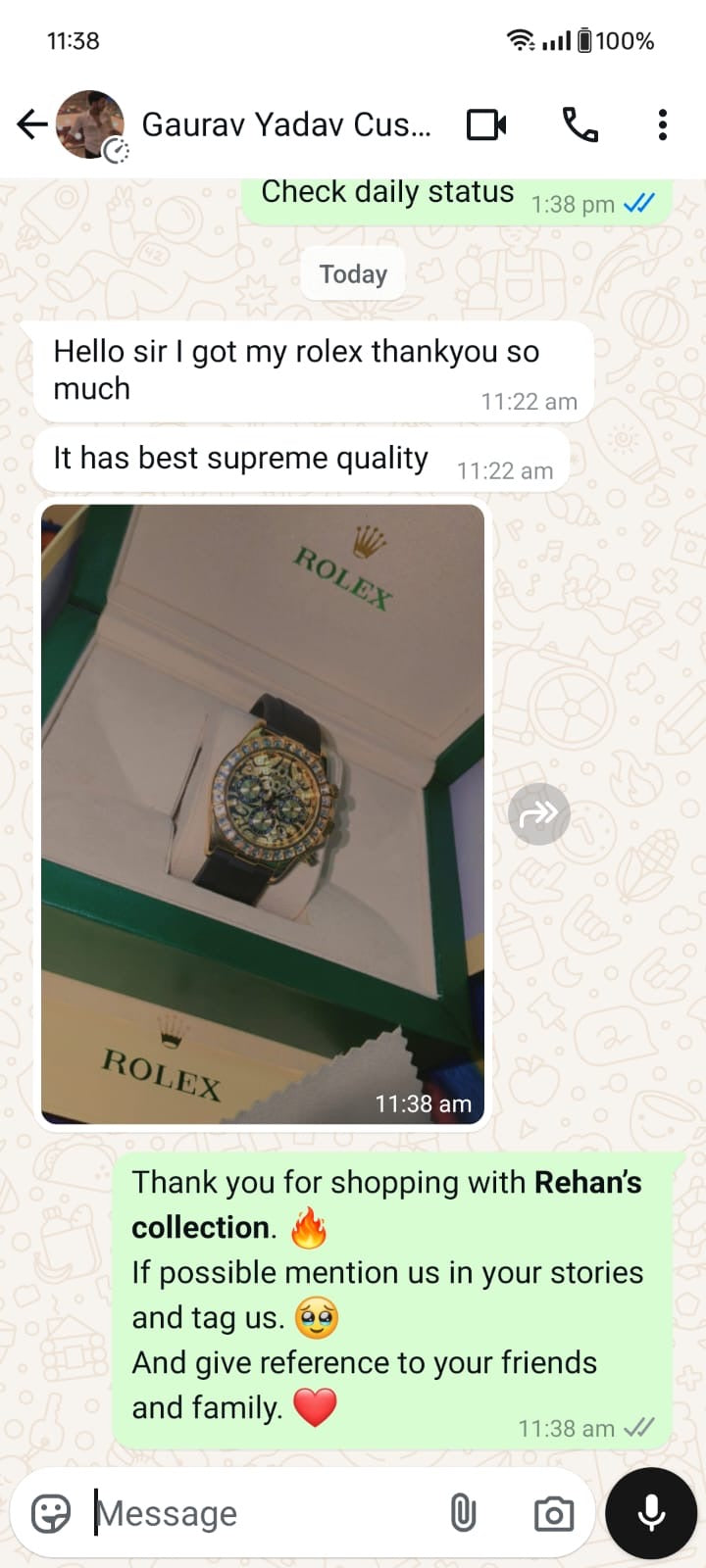 RC RLX Tiger Edition Gold Crystal Chronograph – Royal Black Strap