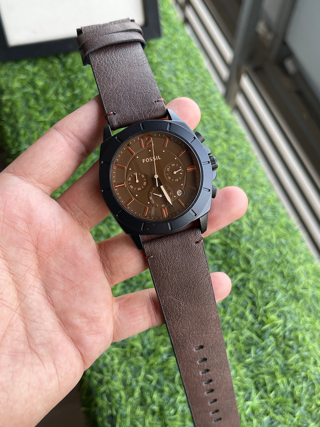 RC Fossiil Chronograph – Black & Brown Leather Edition