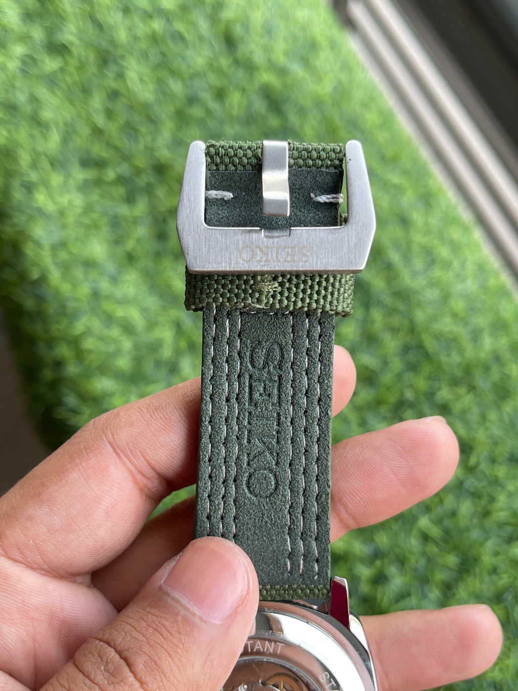 RC Seiiko 5 Sports Automatic Watch – Green Dial with Canvas Strap