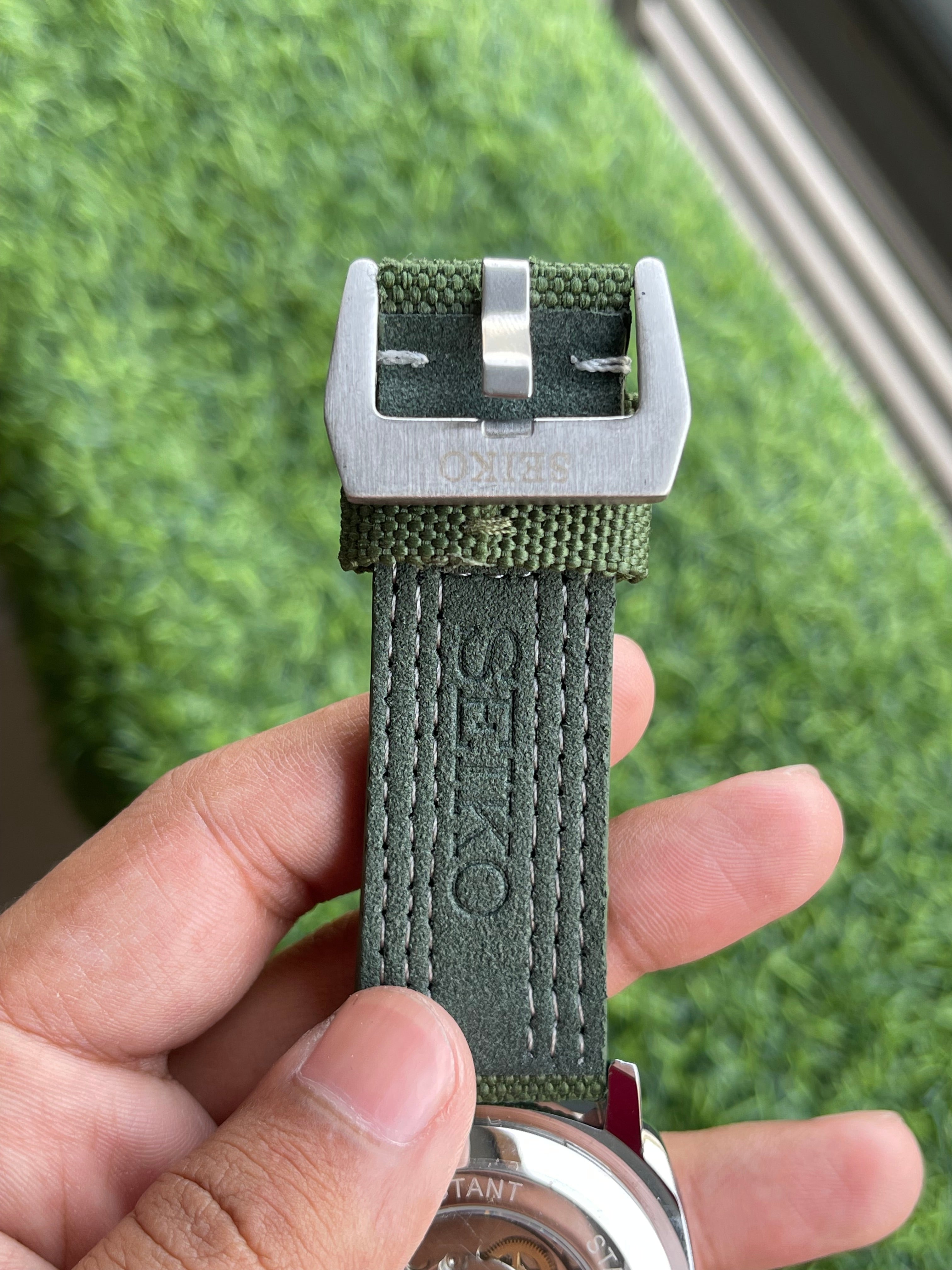 RC Seiiko 5 Sports Automatic Watch – Green Dial with Canvas Strap