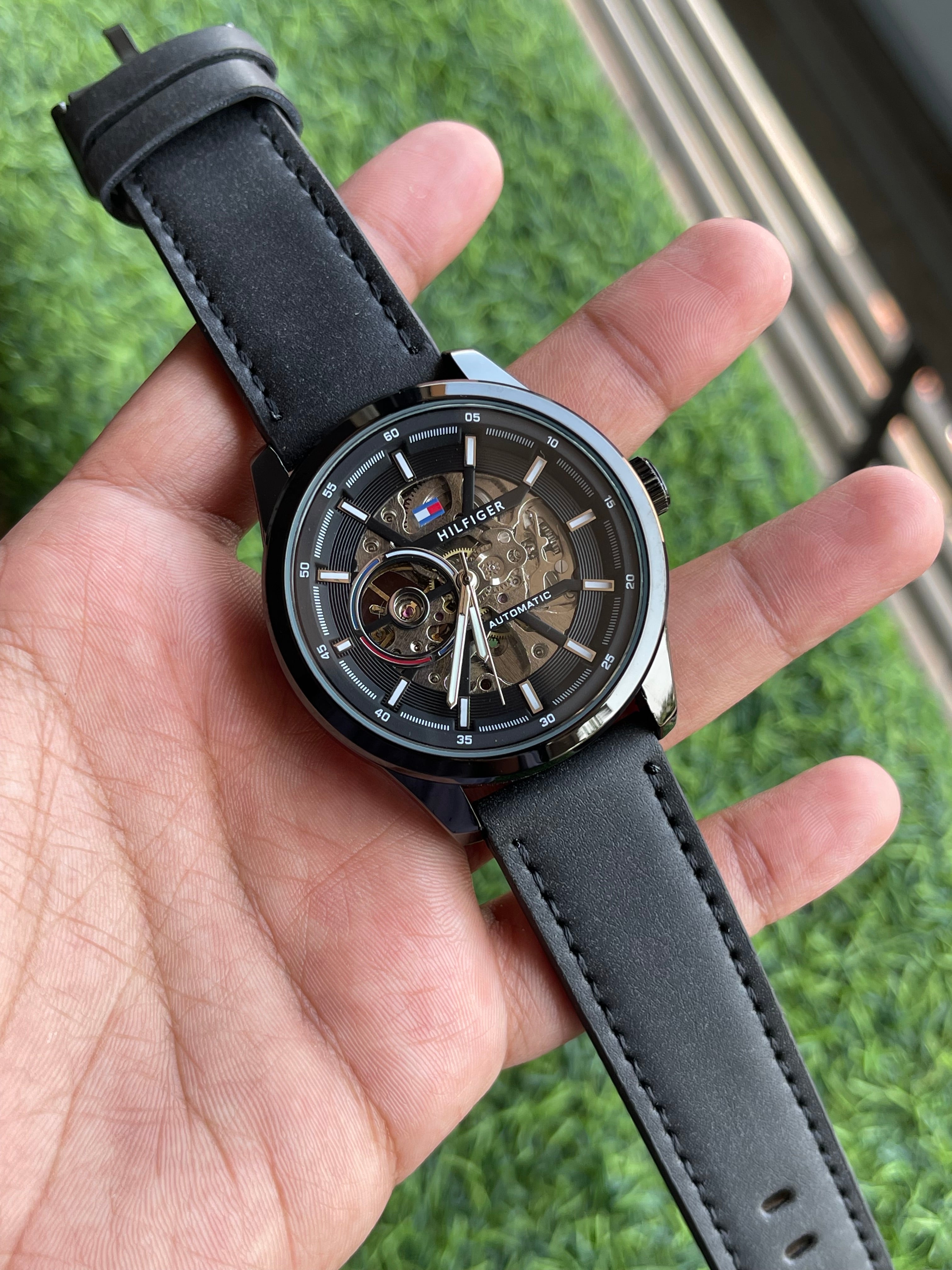 RC Tommy Automatic Skeleton Watch – black & black Edition
