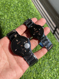 RC Radoo-Inspired Black Couple Watch Set