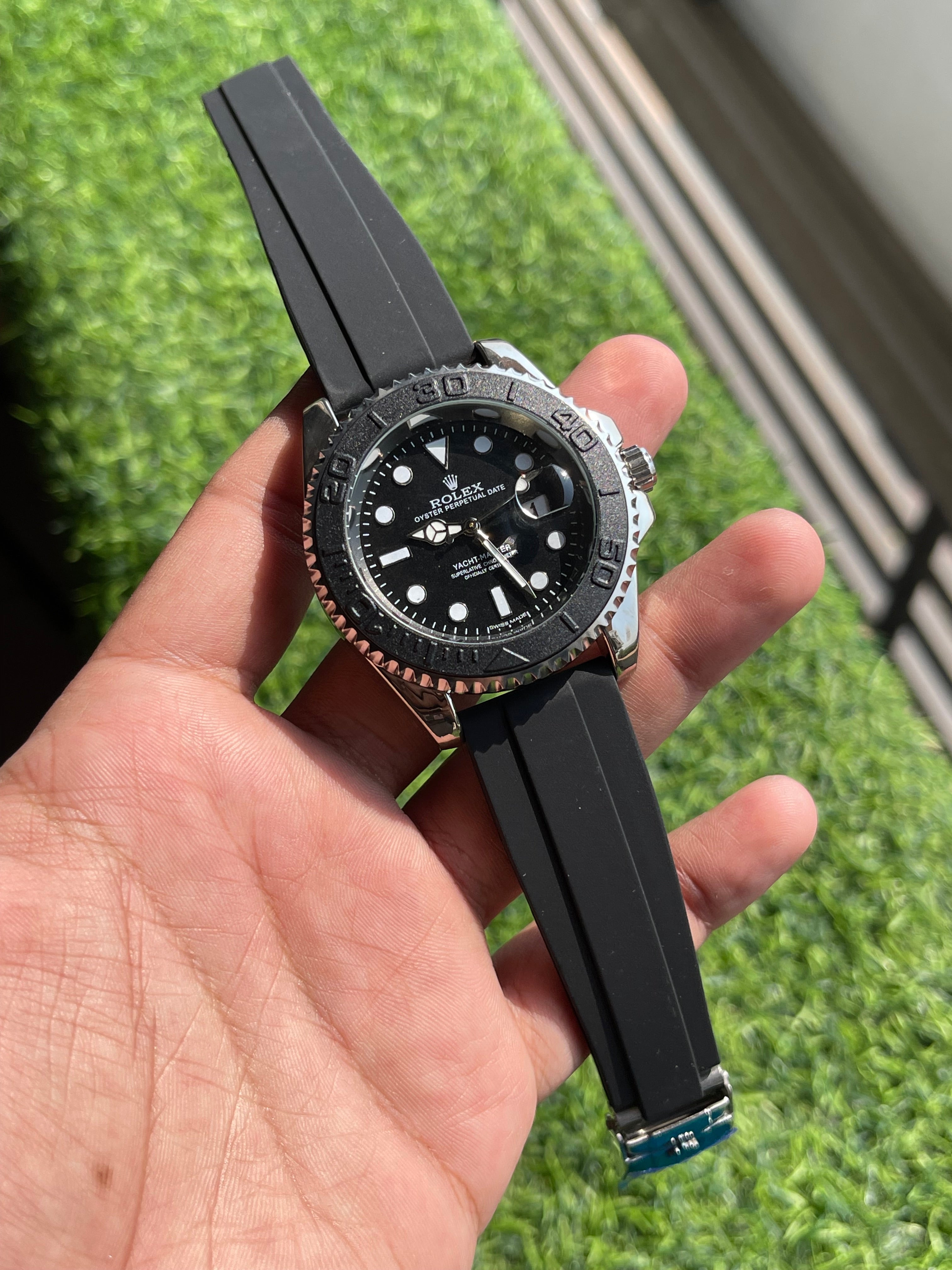 RC RLX Oyster Perpetual Date – Black & Silver Marine Sport Edition