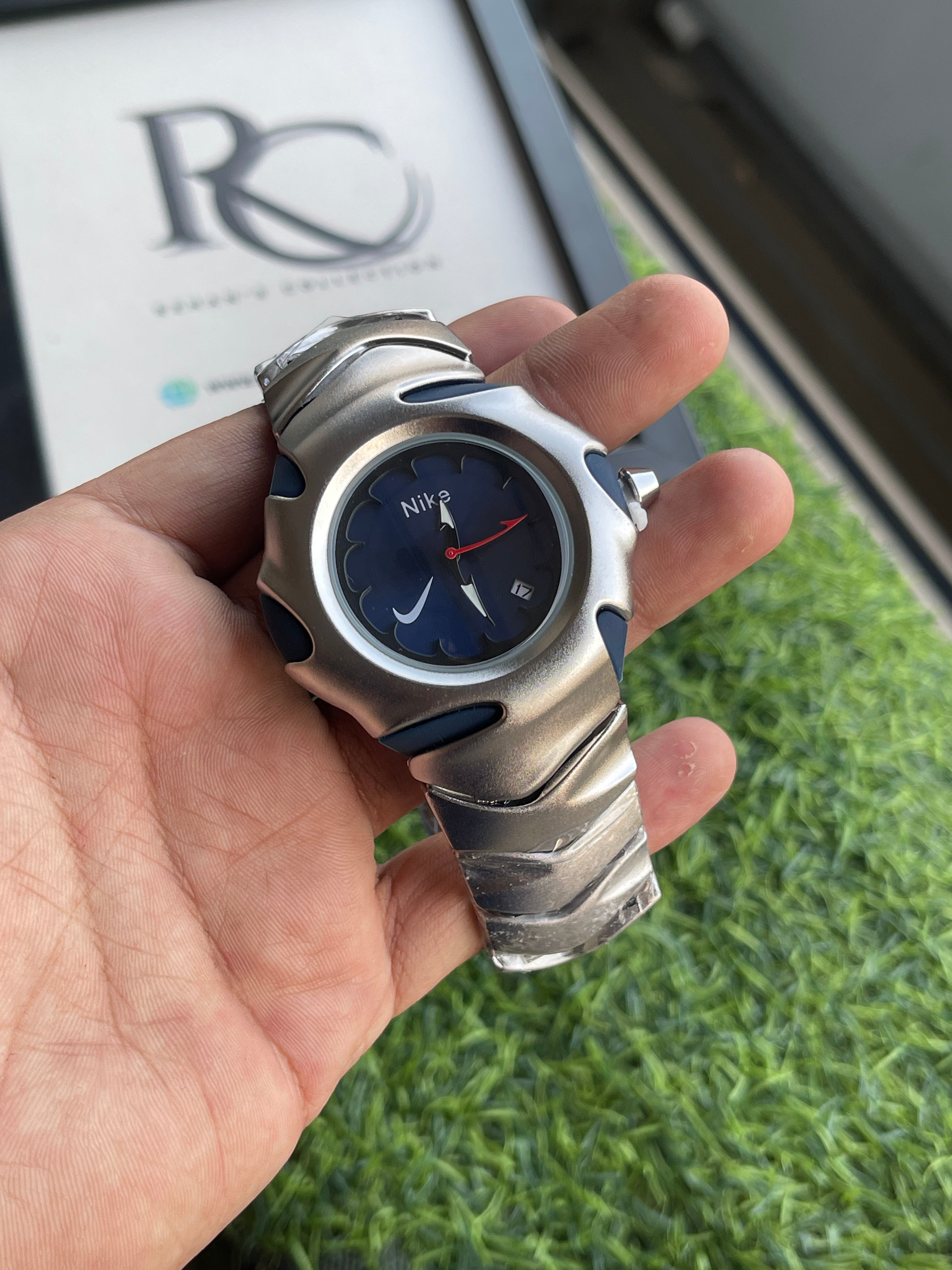 RC Nikee Sport Watch – Silver & Dark Blue Dial