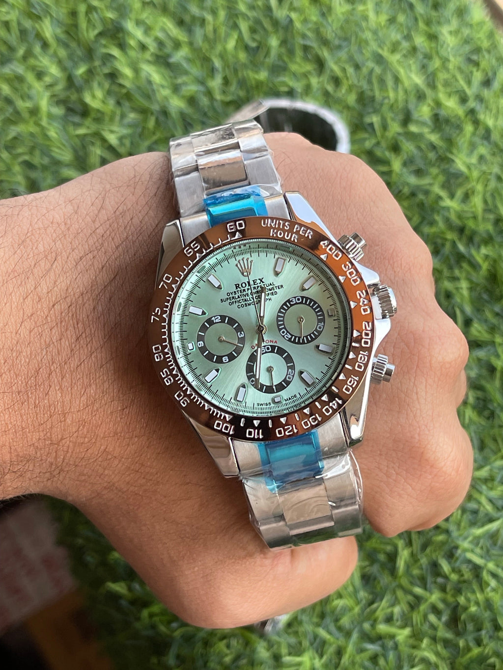 RC RLX Luxury Chronograph Stainless Steel Watch – Daytona-Style Design