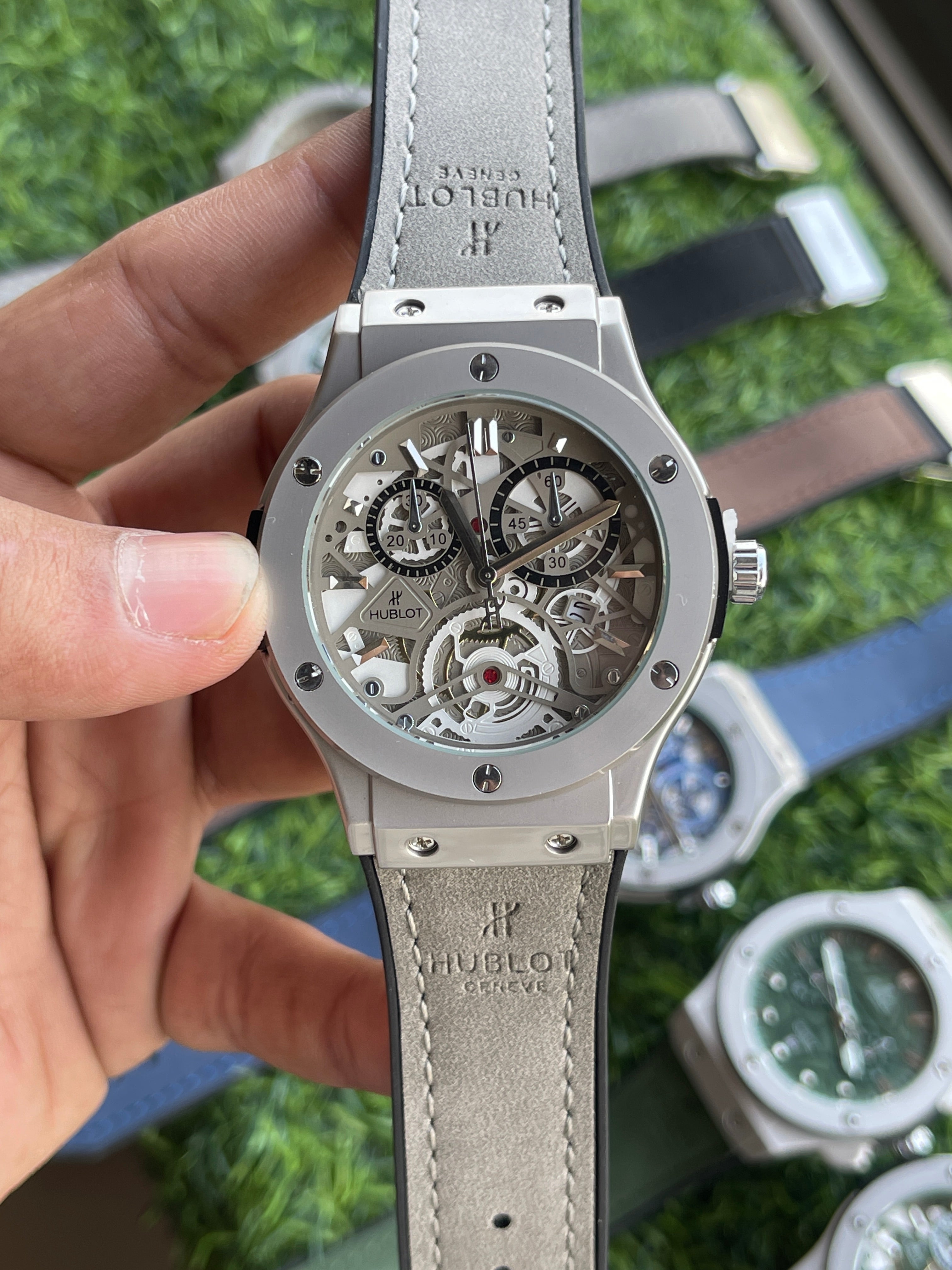 RC Hublt Classic Fusion Silver Skeleton Grey Dial (Grey Strap)