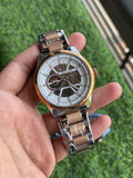 RC Tommy Automatic Skeleton Watch – White Dial with Two-Tone Bracelet