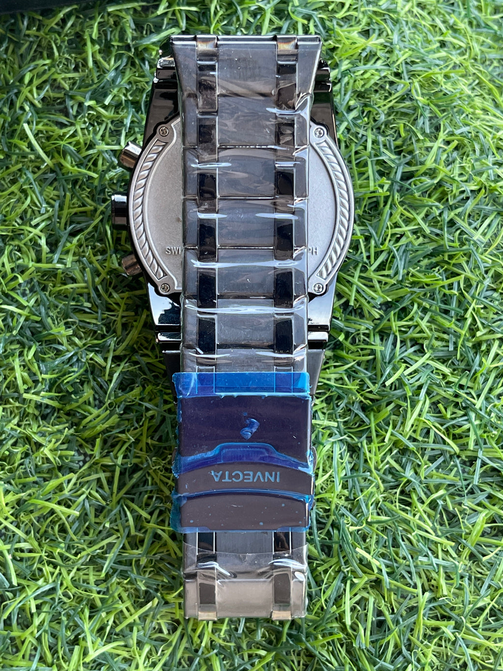 RC Inviicta Black Chronograph Watch with Black Metal Chain