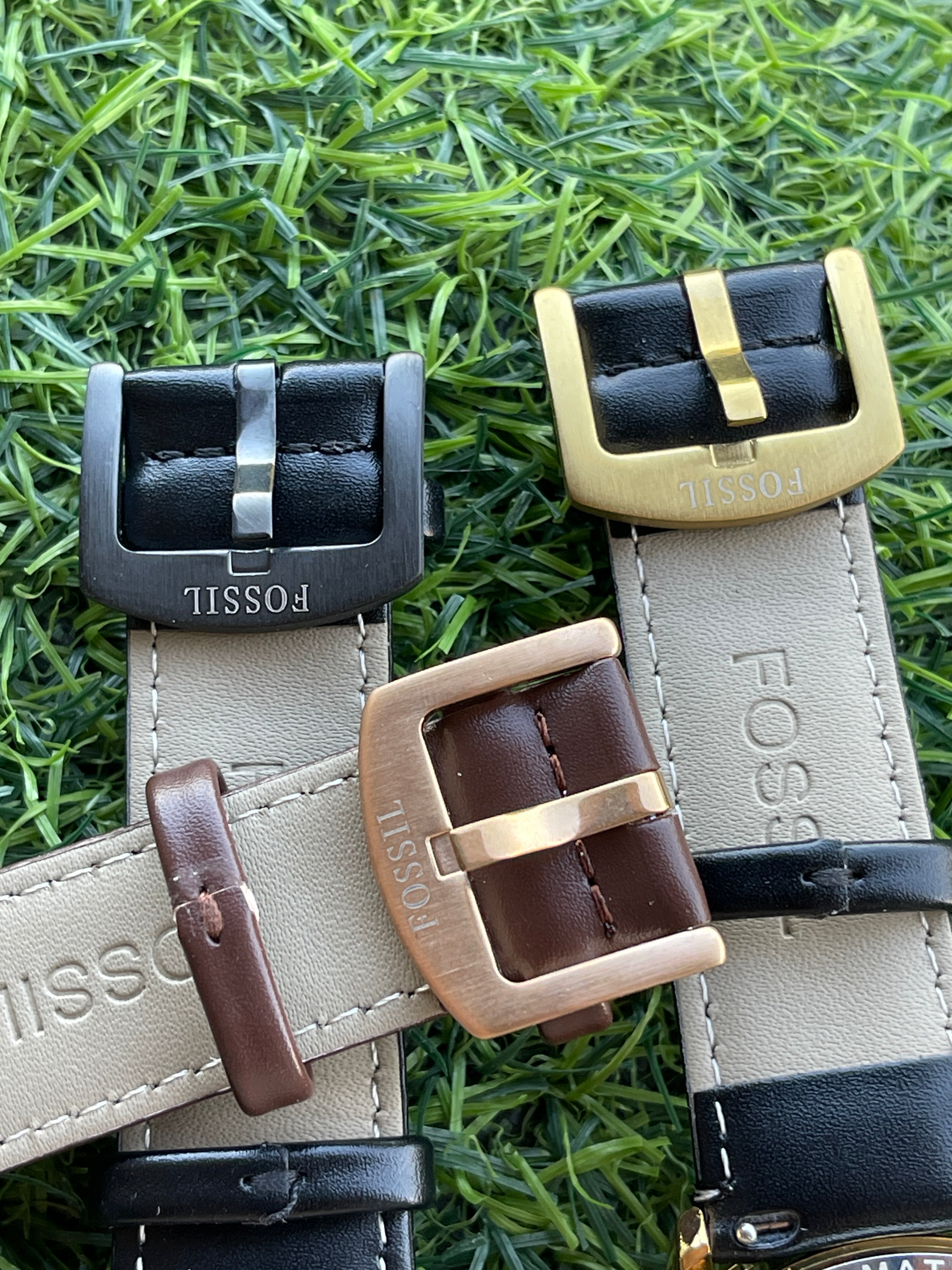 RC Fossiil Skeleton Automatic Watch – Gold Case with Brown Leather Strap