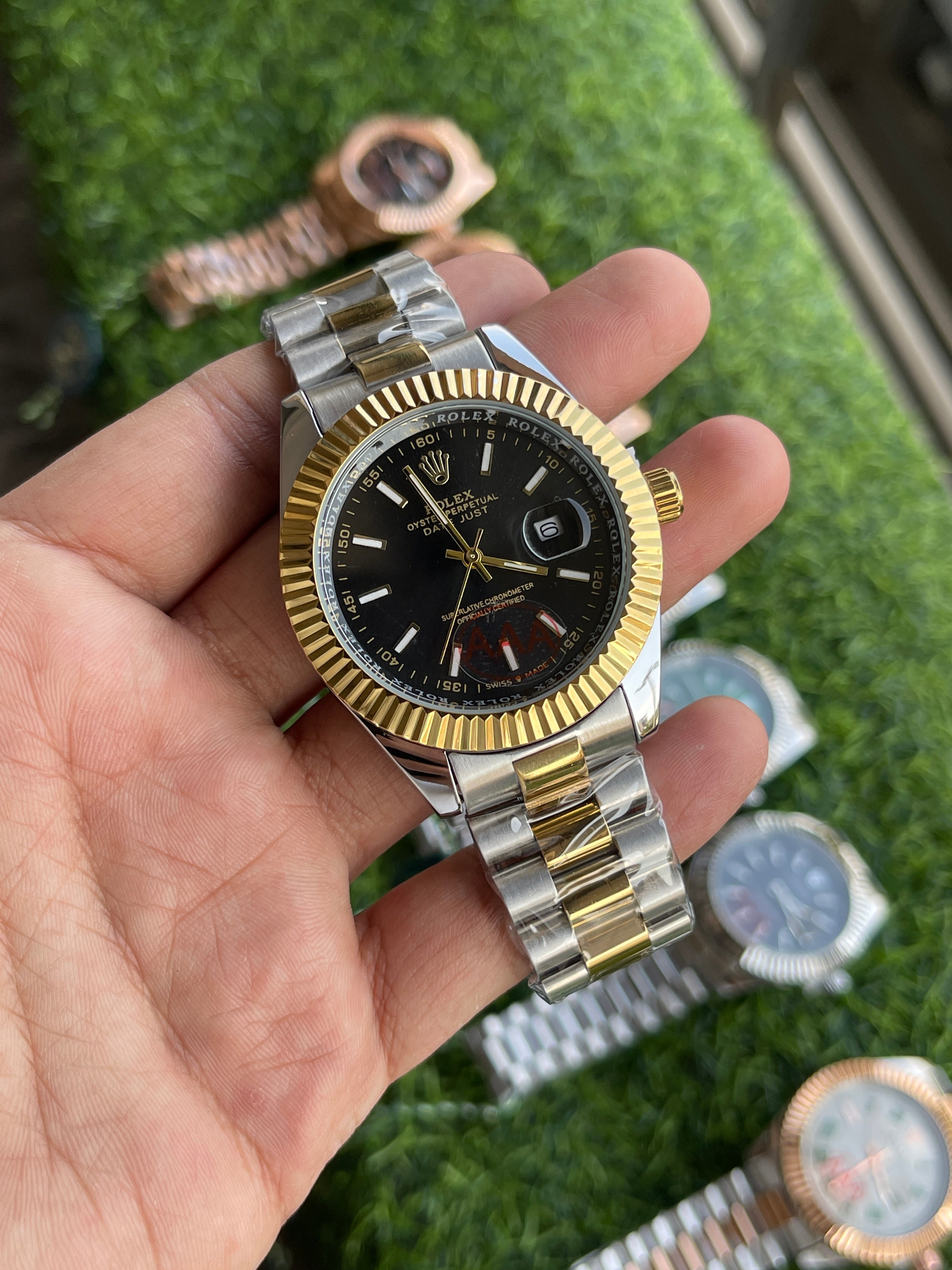 RC RLX Datejust – Black Dial (Two-Tone Steel & Gold)