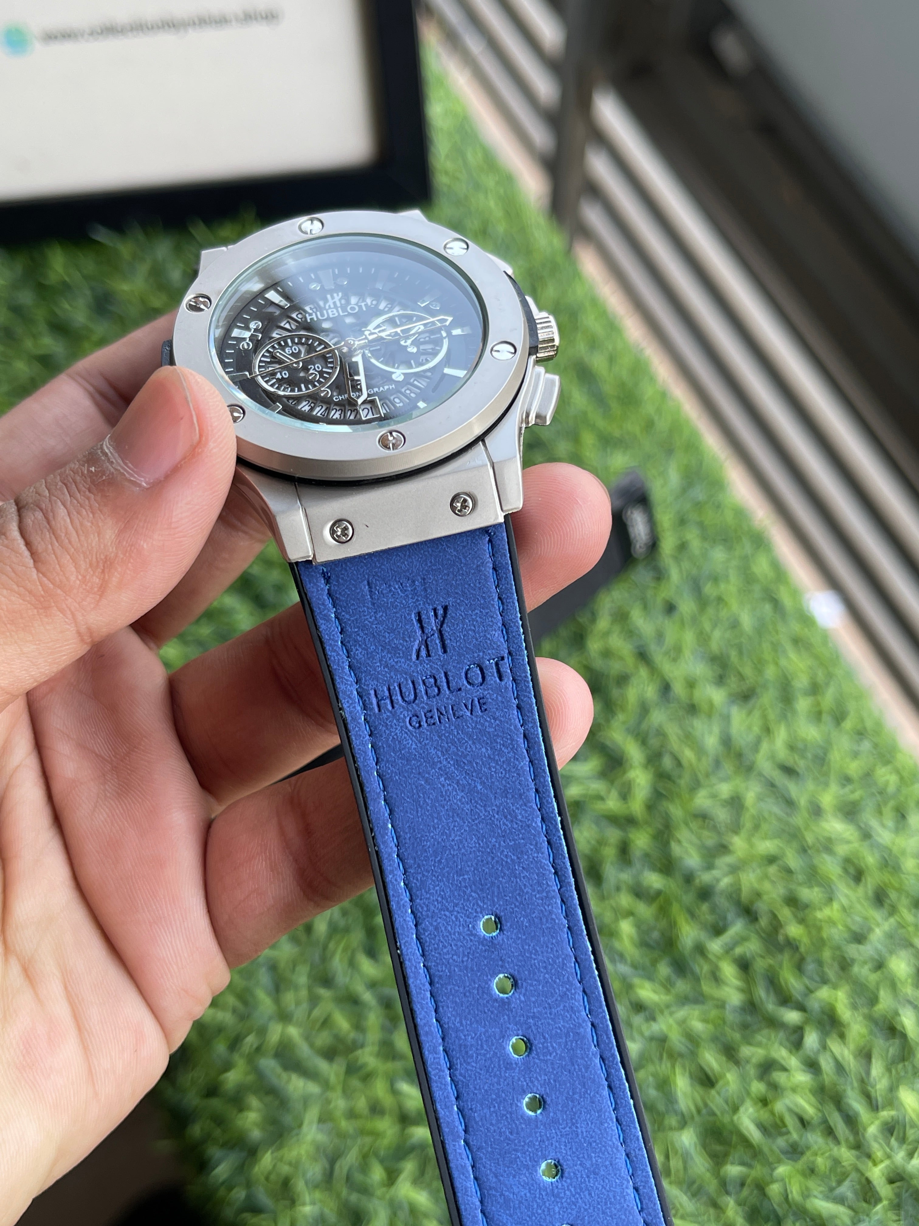 RC Hublt Classic Fusion Chronograph – Silver Case Blue Strap Edition