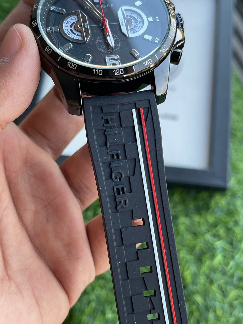 RC Tommy Black Chronograph Watch with Black Silicone Strap