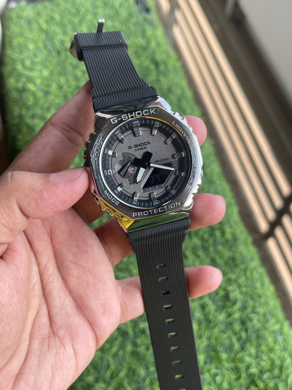 RC G-Shok GM-2100 Silver Classic Analog-Digital Watch