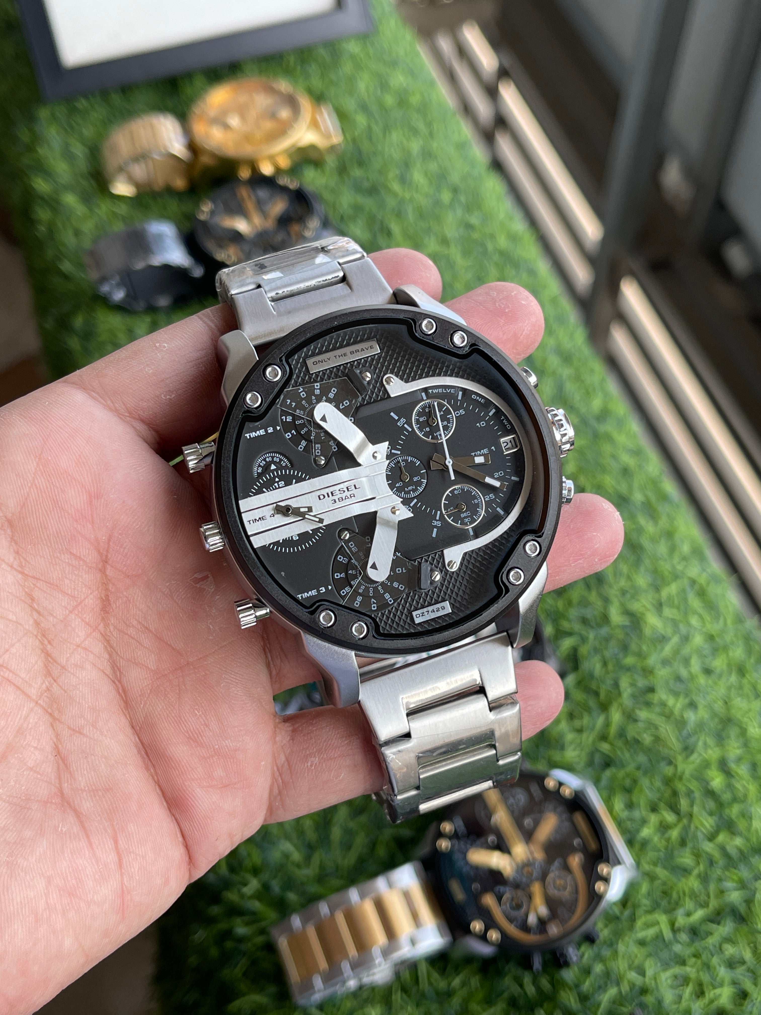 RC Diiesel Mega Chief Silver Steel Dual-Time Chronograph