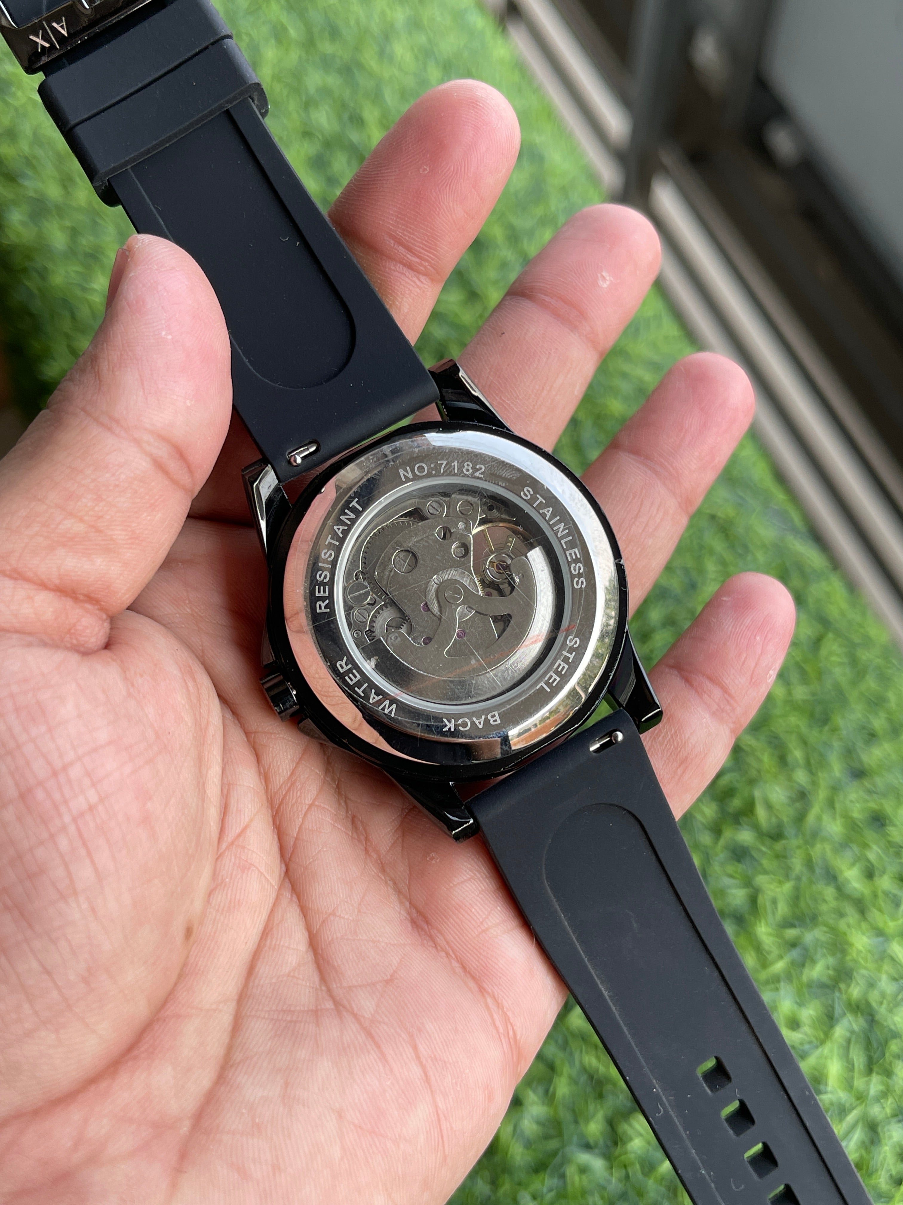 RC Armanii Exchangee (A|X) Automatic – Black Skeleton Dial