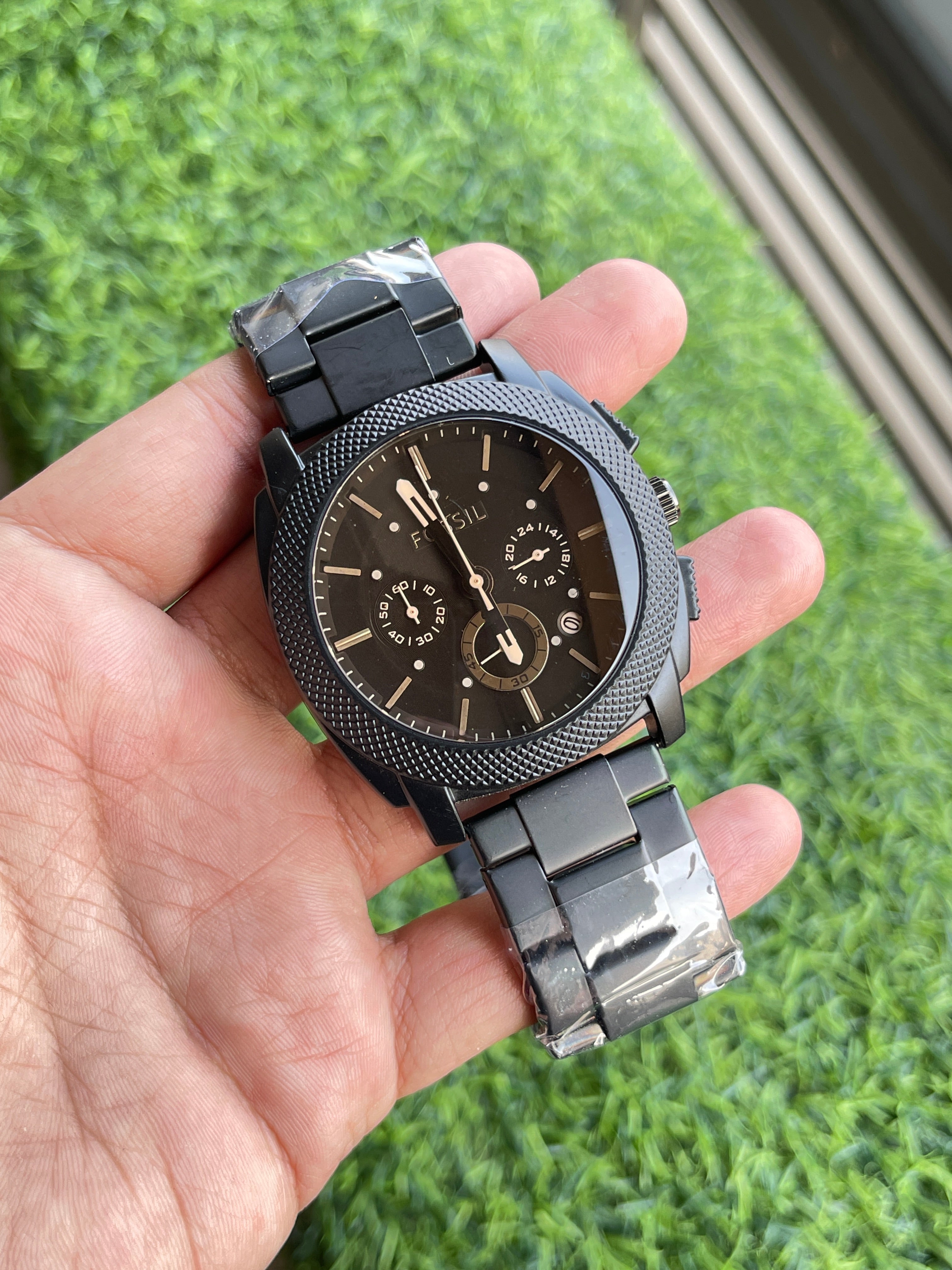 RC Fossiil Black Stainless Steel Chronograph Men’s Watch