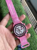 RC Omegaa × Swatch Speedmaster “Pink Moonphase” Moonswatch