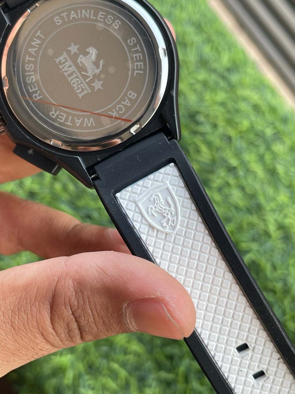 RC Ferrarii Sport Chronograph Style Watch – Black & White Racing Strap