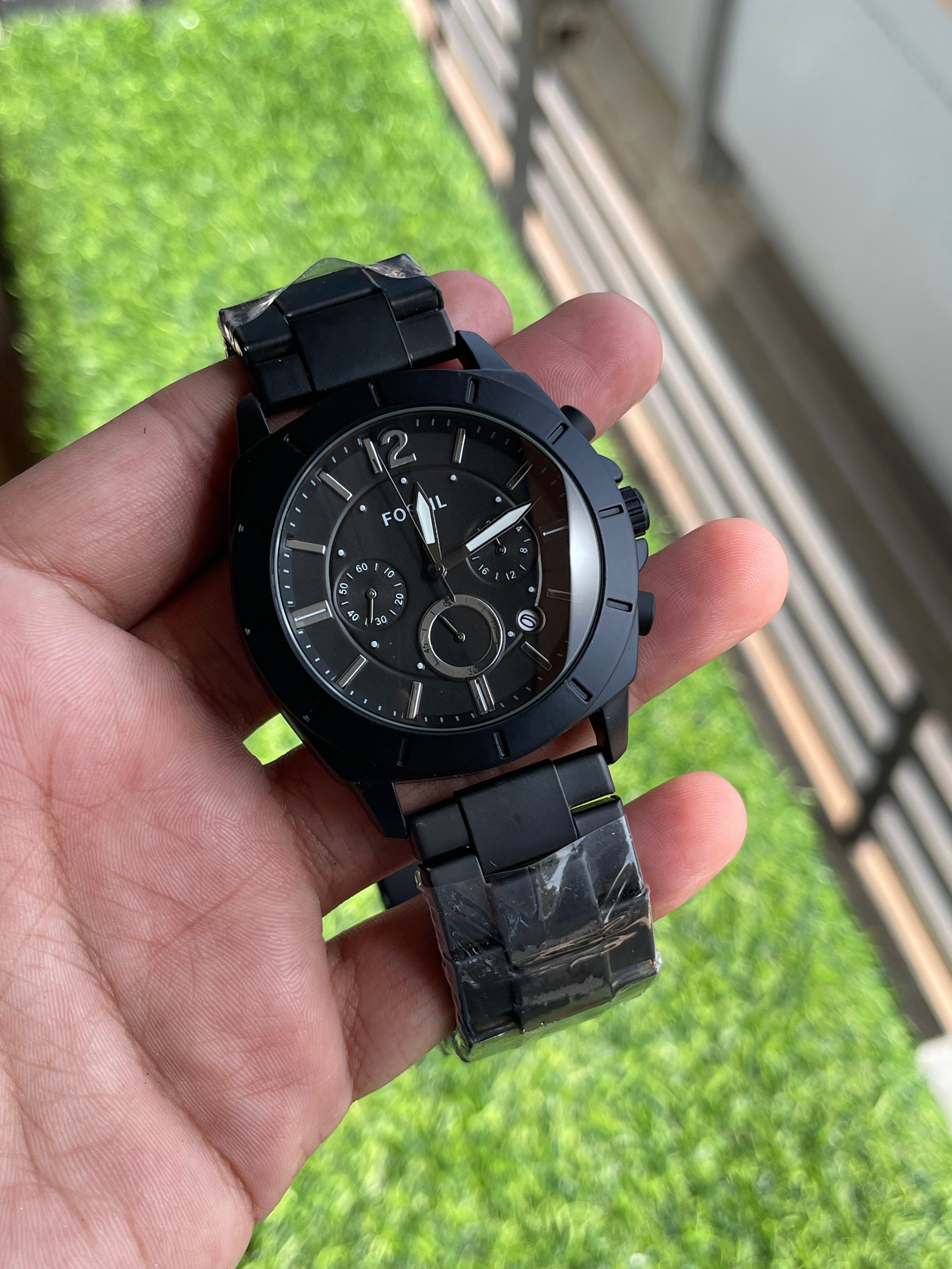 RC Fossiil Nate Chronograph Black Stainless Steel Men’s Watch