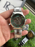 RC Fossiil Townsman Skeleton Automatic Stainless Steel Watch (Green Dial)
