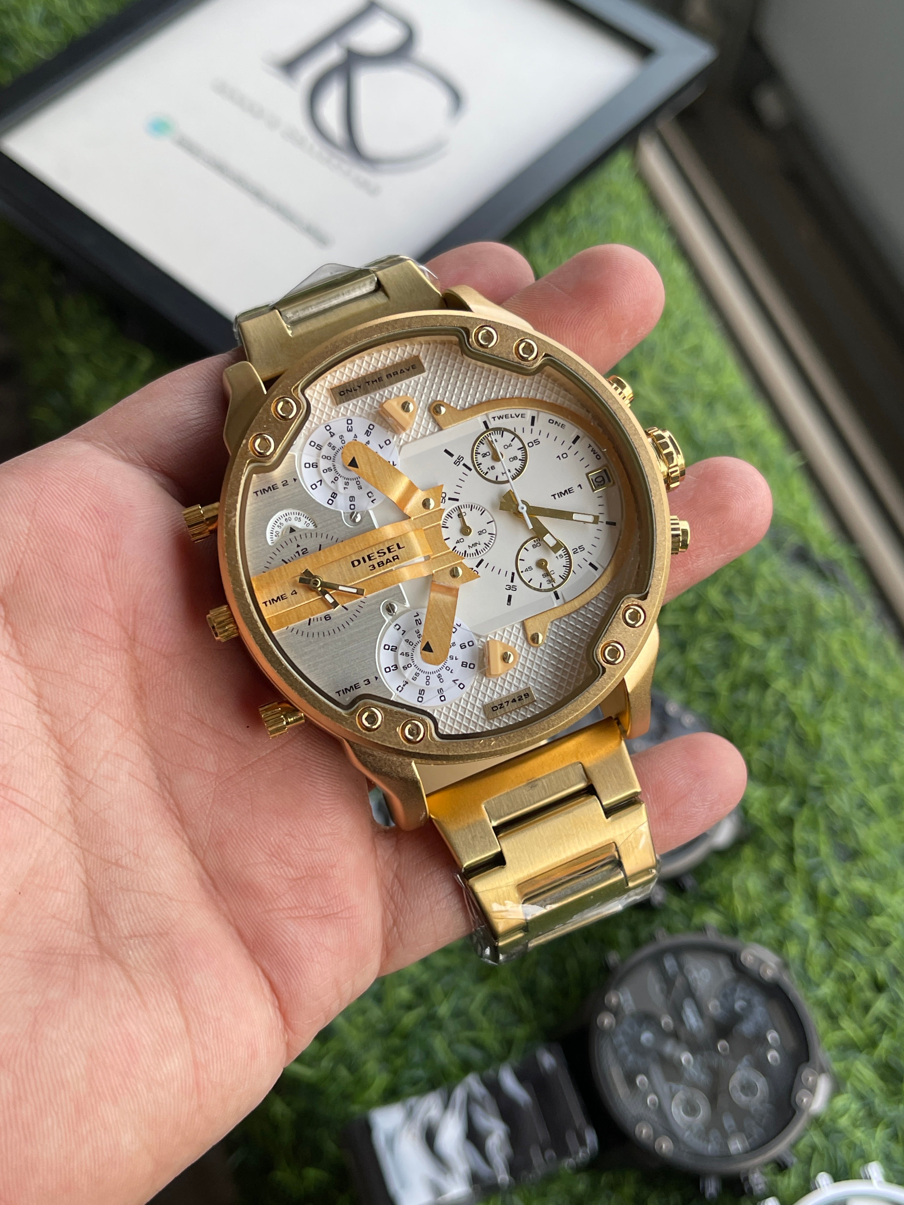 RC Diiesel Mega Chief Dual-Time Chronograph – Gold Stainless Steel Edition