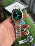 RC Omegaa Green Dial Two-Tone Quartz Watch with Day-Date (Gold & Silver Bracelet)