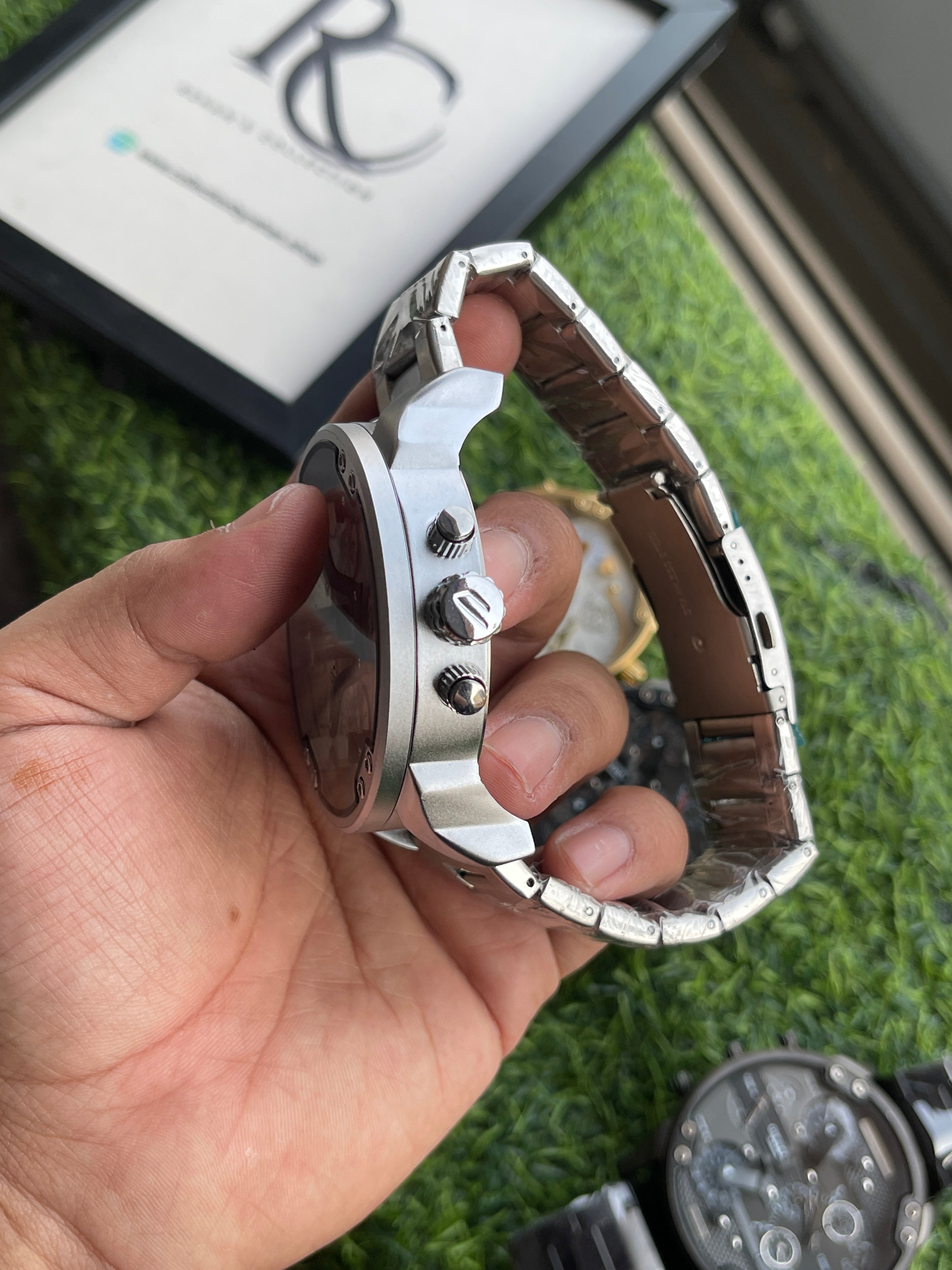 RC Diiesel Mega Chief Dual-Time Chronograph – Silver Stainless Steel Edition