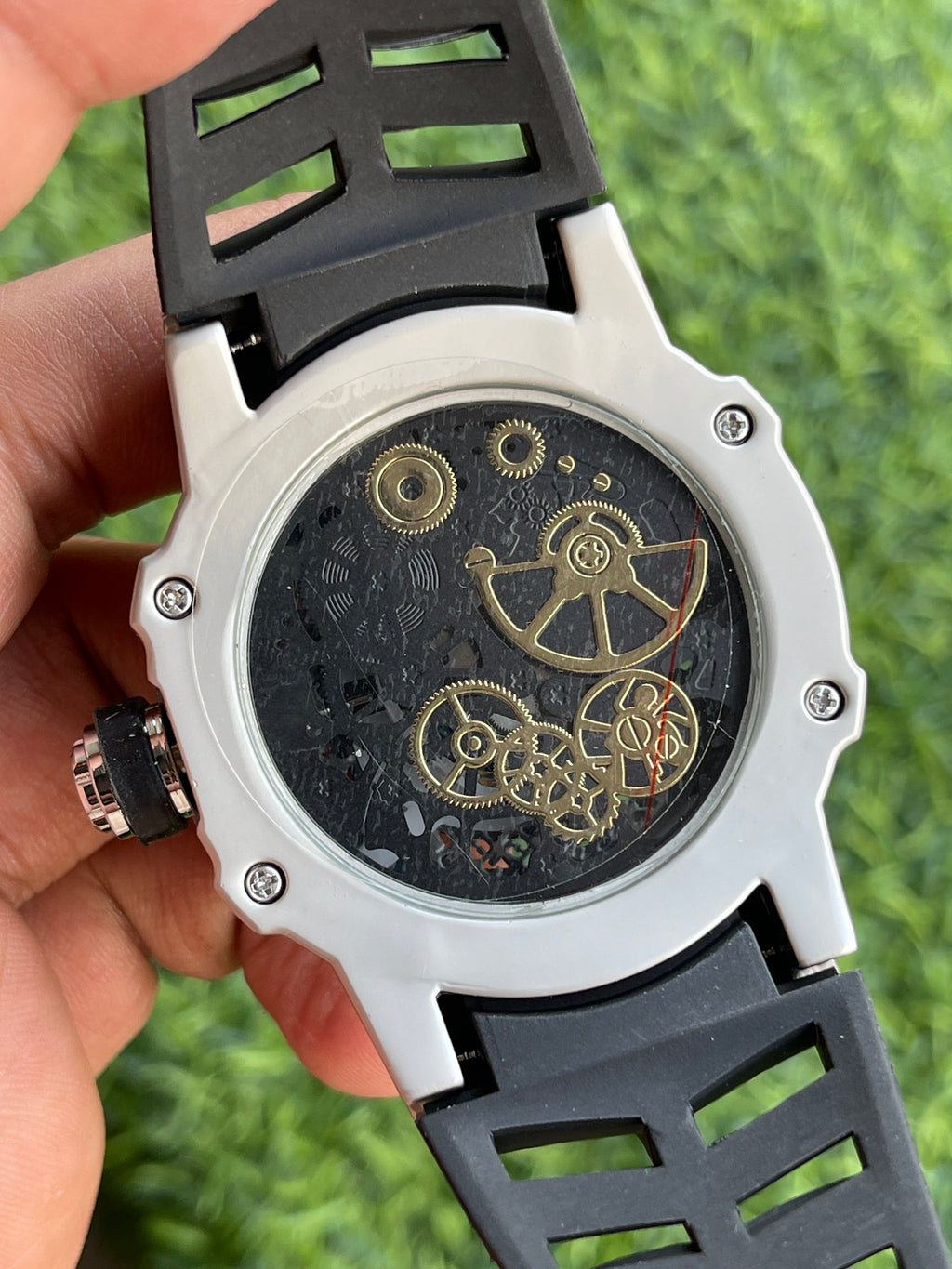 RC RM Luxury Skeleton Sports Watch – Black Silicone Strap