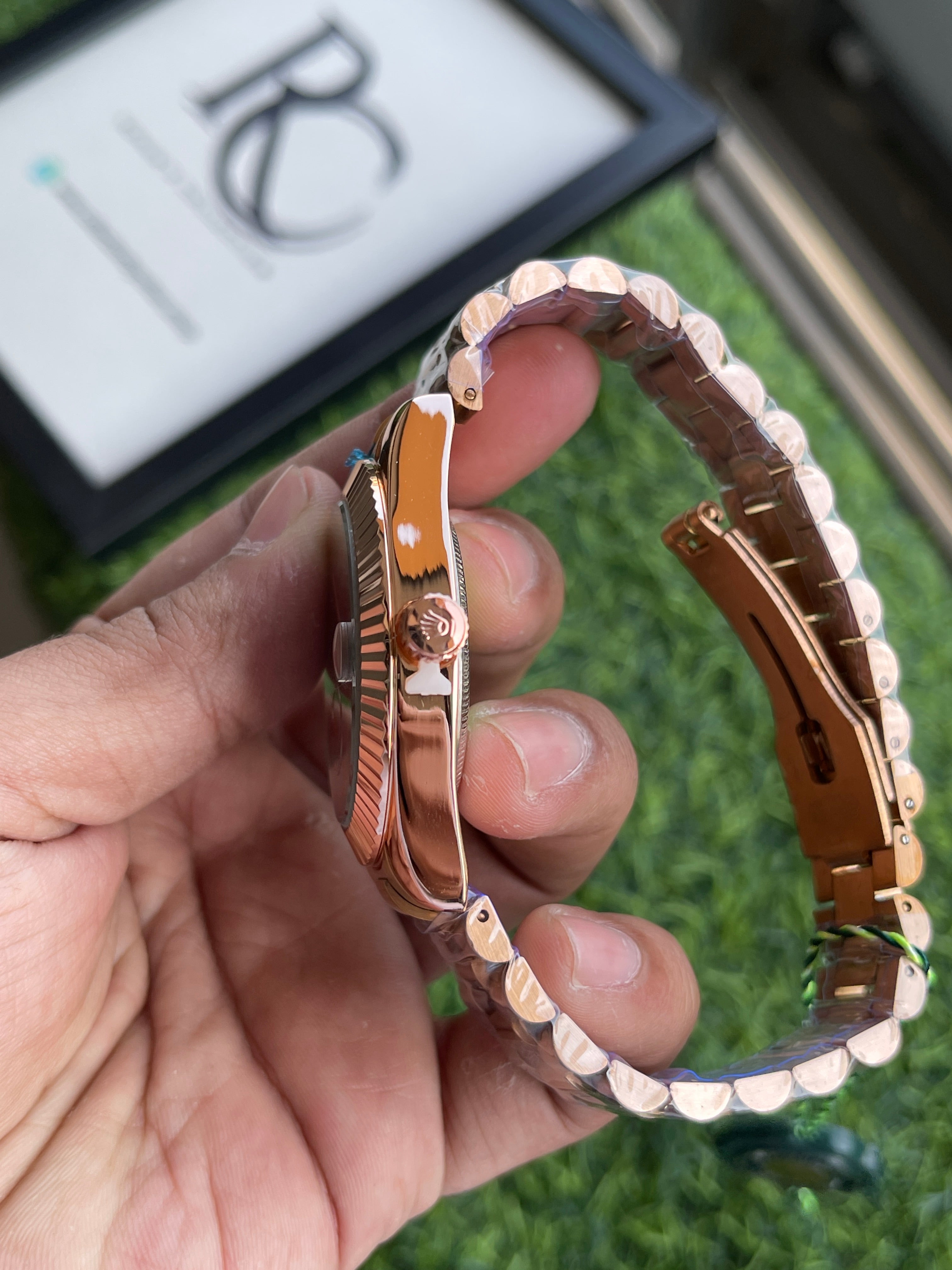 RC RLX Oyster Perpetual Day-Date – Rose Gold President Style Watch