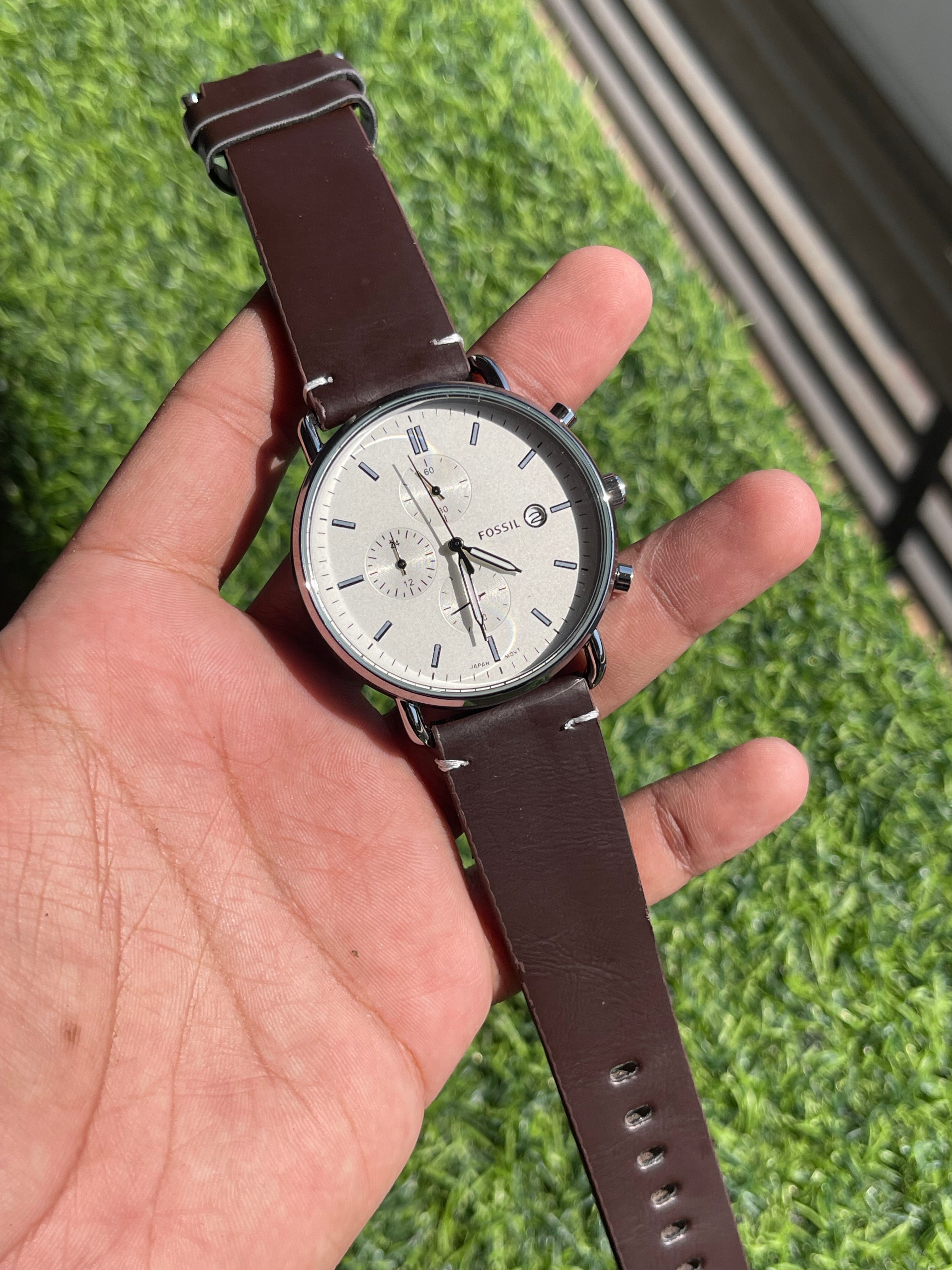 RC Fossiil Minimalist Chronograph Leather Watch