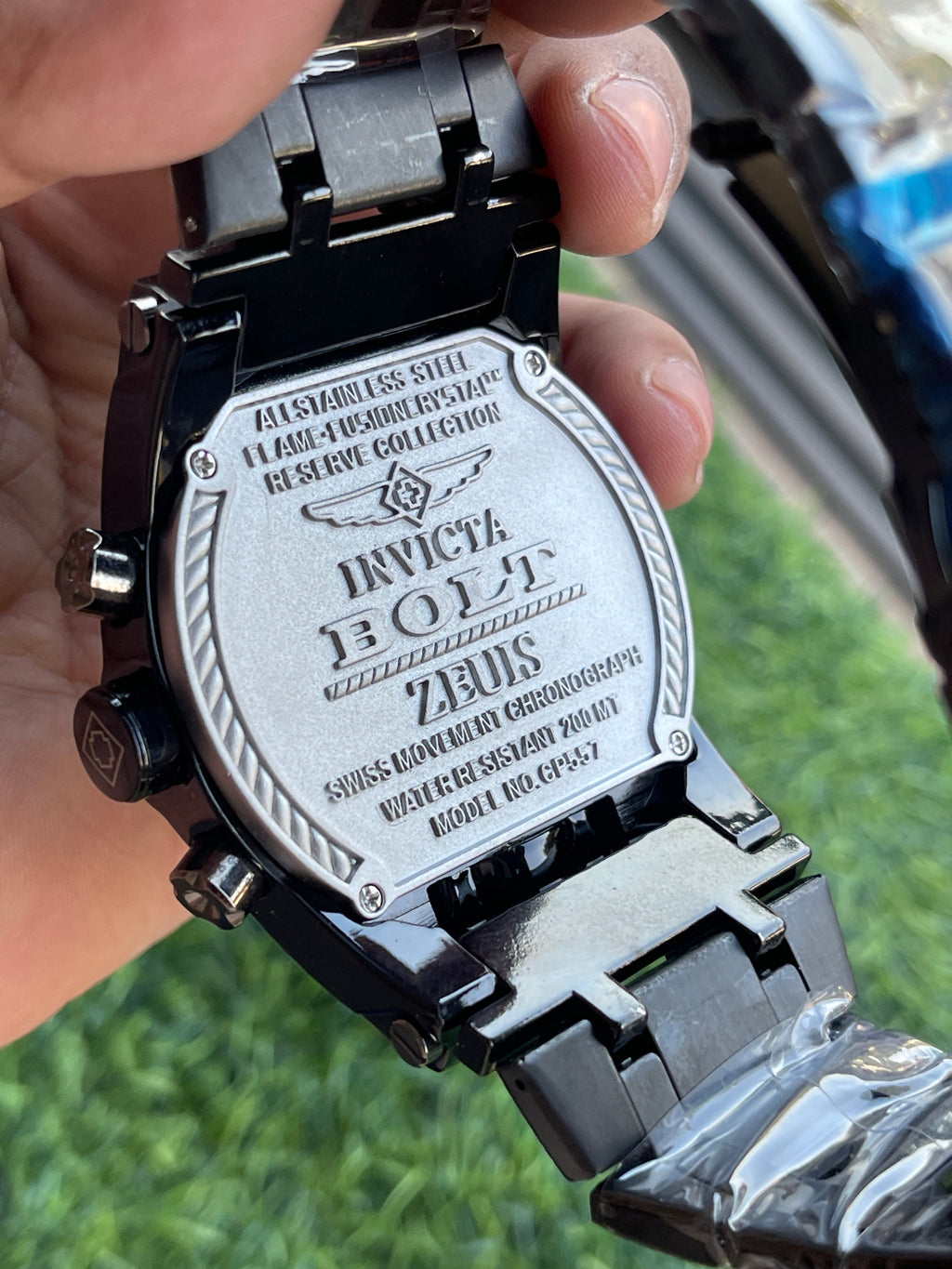 RC Inviicta Black Chronograph Watch with Black Metal Chain