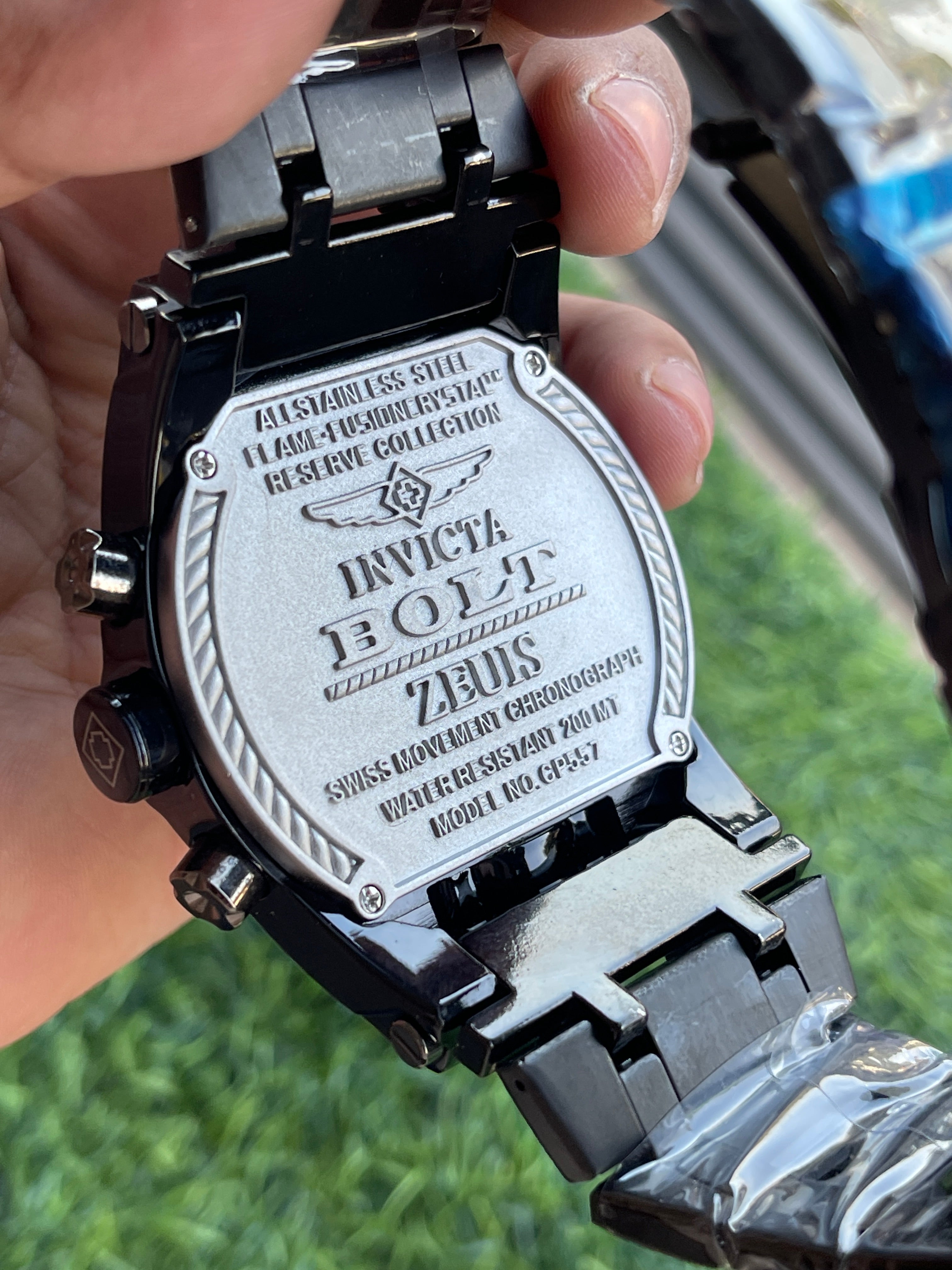 RC Inviicta Black Chronograph Watch with Black Metal Chain