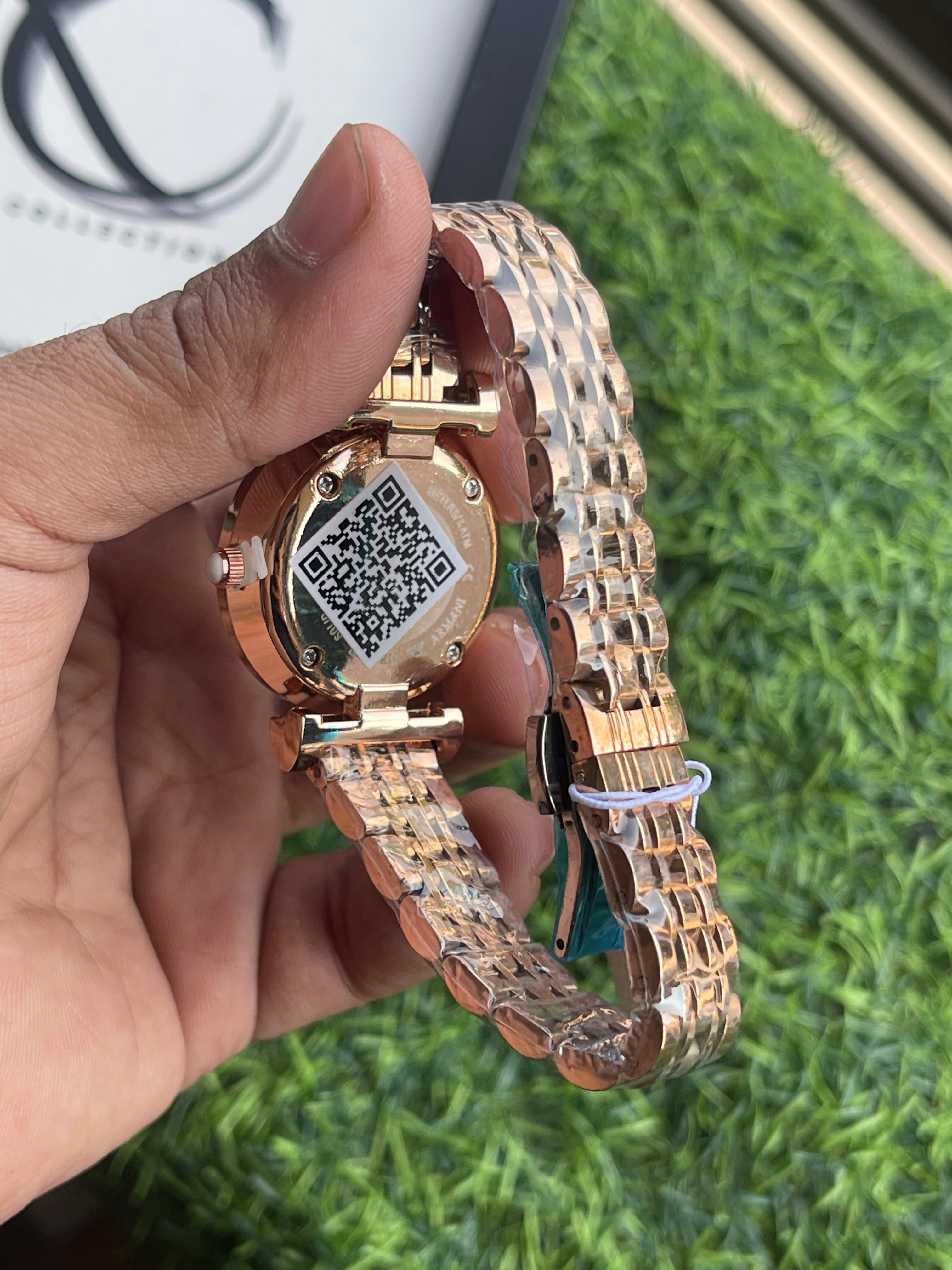 RC Emporiio Armanii–Style Rose Gold Crystal Dial Watch