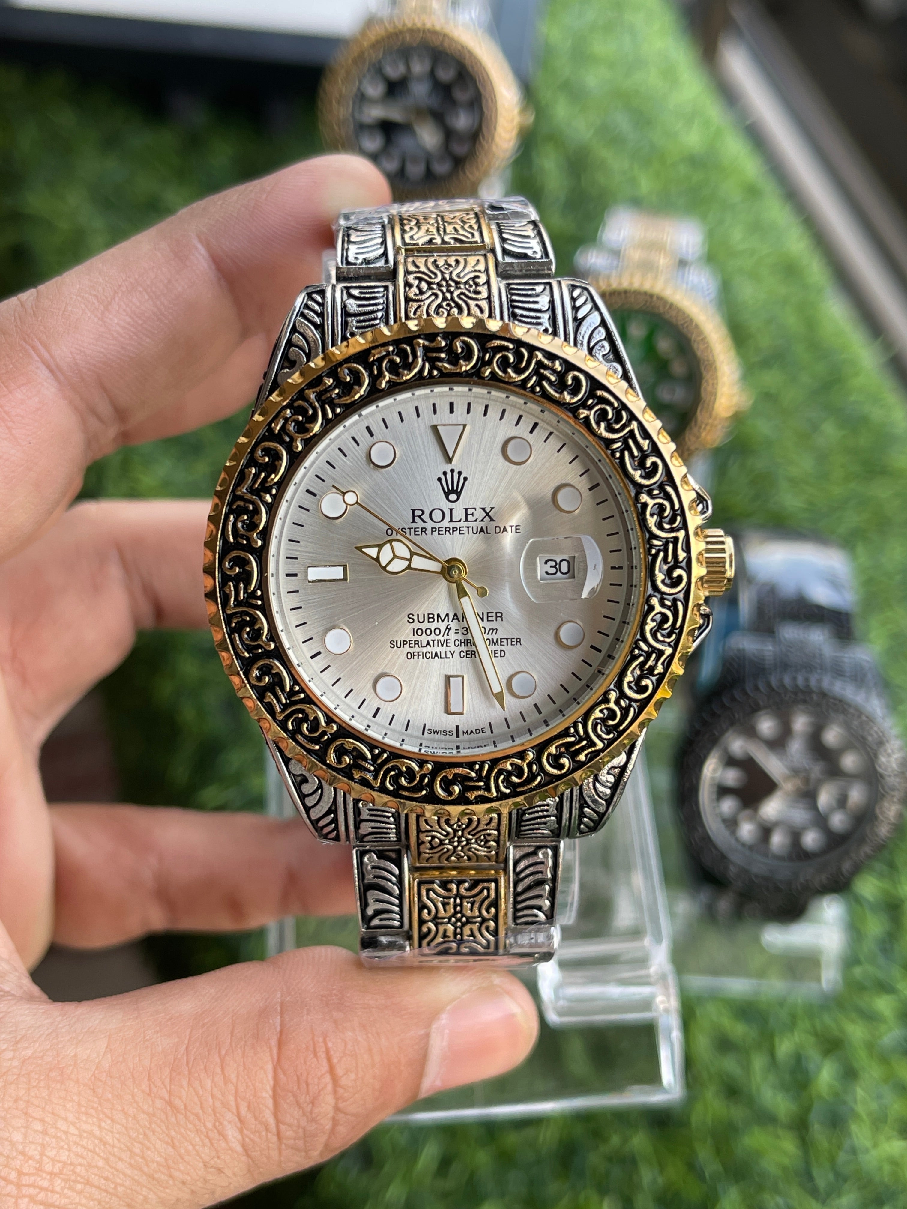 RC RLX Submariner Royal Carving Edition – Silver-Gold Case & White Dial