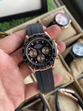 RC RLX Daytona – Rose Gold Case, Black Dial (Quartz Model)