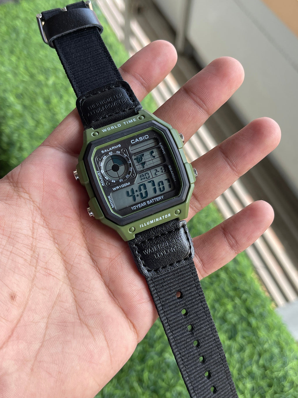 RC Casiio World Time Illuminator Digital Watch (green-black)