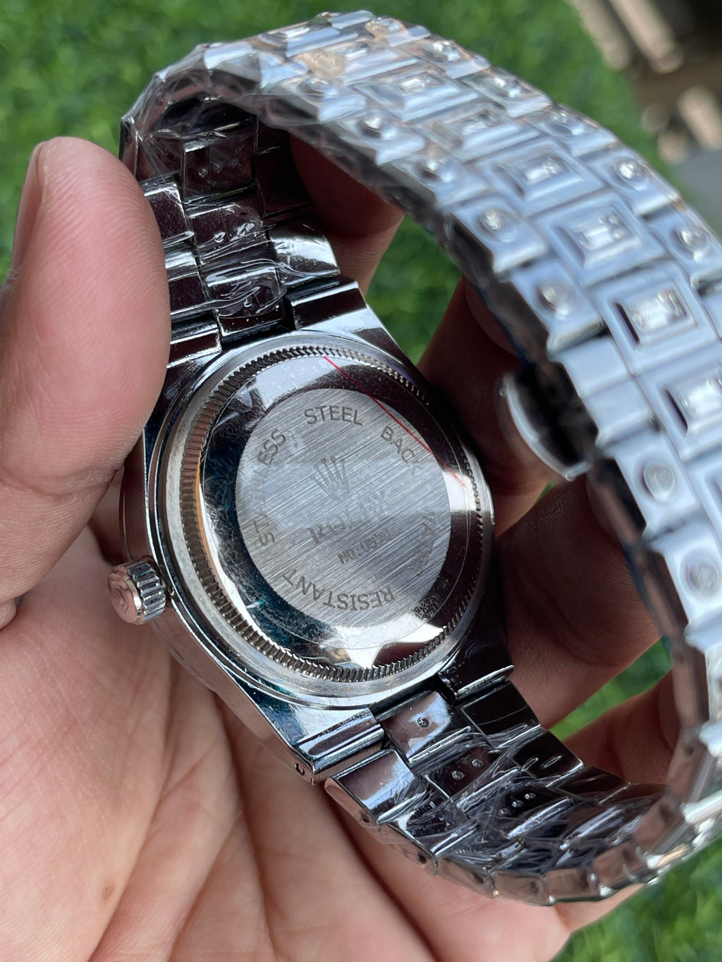 RC RLX Oyster Quartz Day-Date – Black Dial | Fully Diamond-Styled Edition